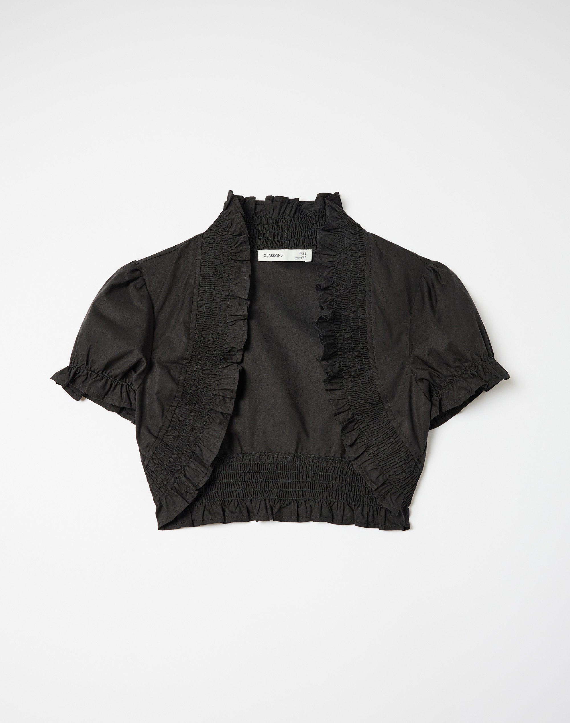 Ruffle Bolero Blouse in Black | Glassons US