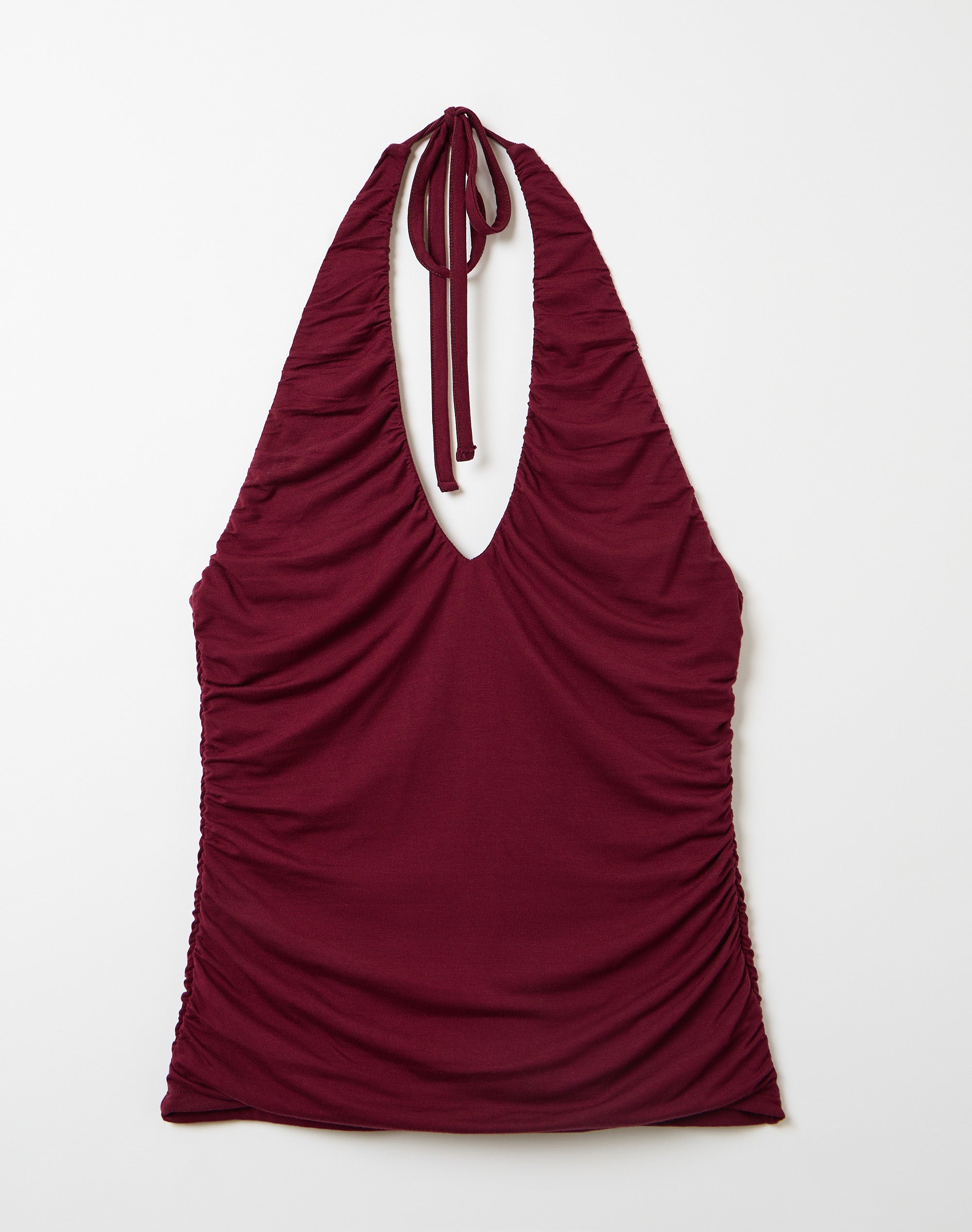 Ruched Halter Neck Top in Sangria Sunset | Glassons SG