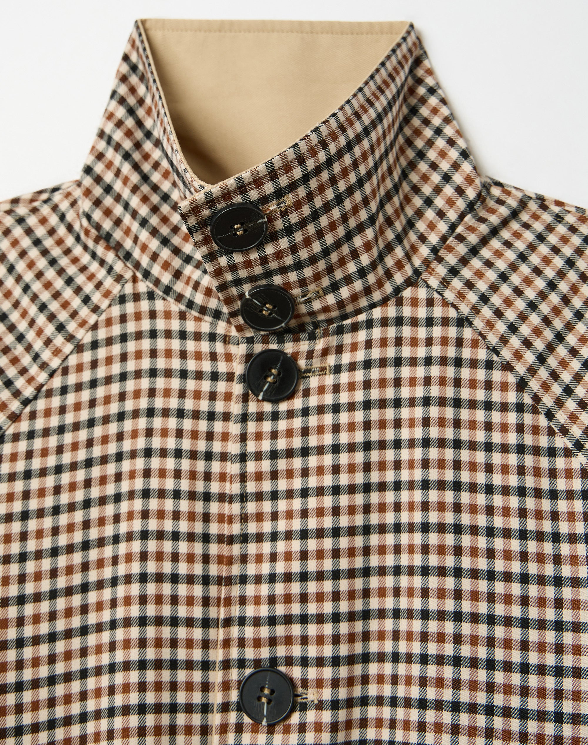 ジャケット・アウター LIDNM wool check trench coat Reversible Check Longline Trench Coat in Sand Signal X Neutral