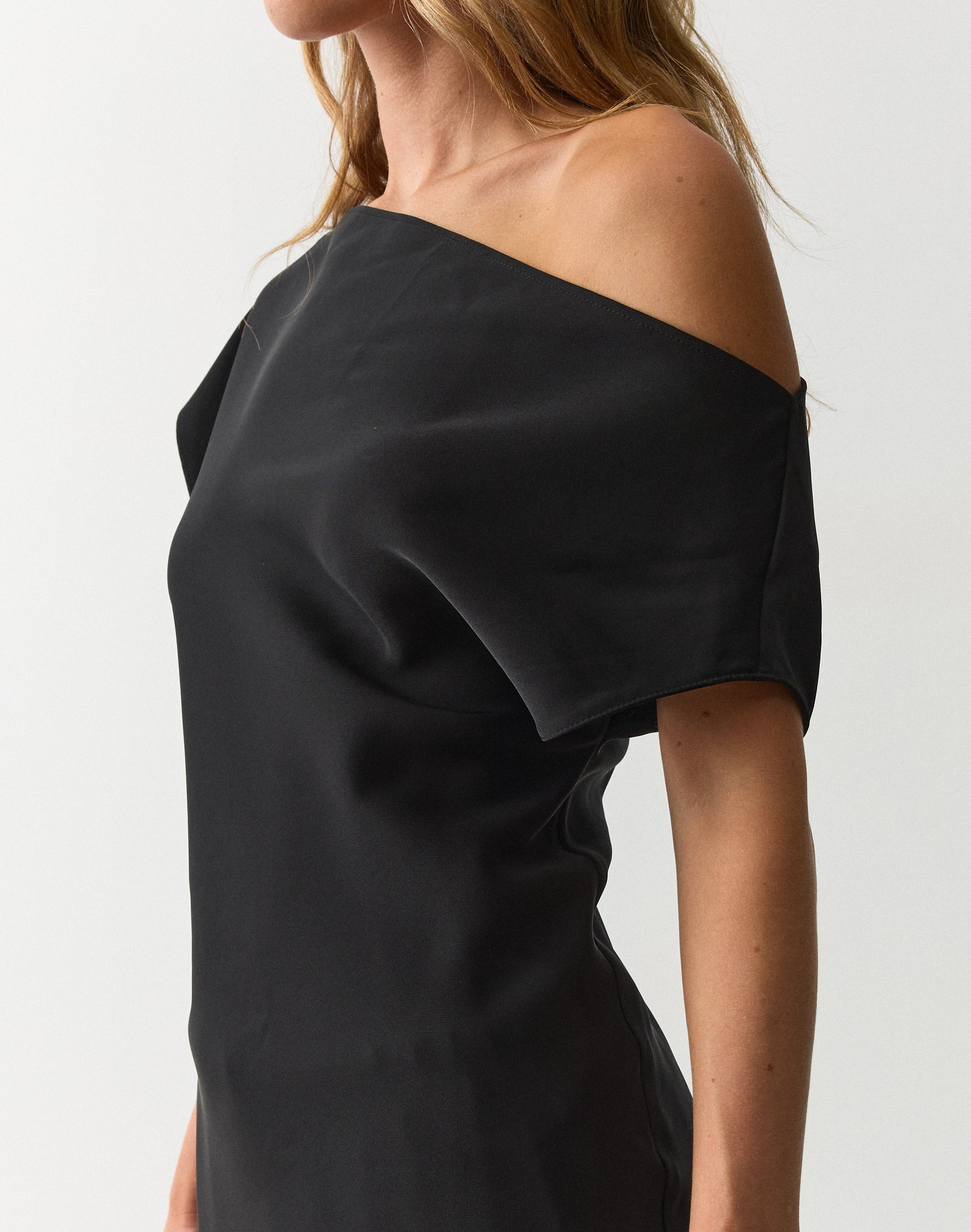 Satin Off Shoulder Blouse in Black | Glassons US
