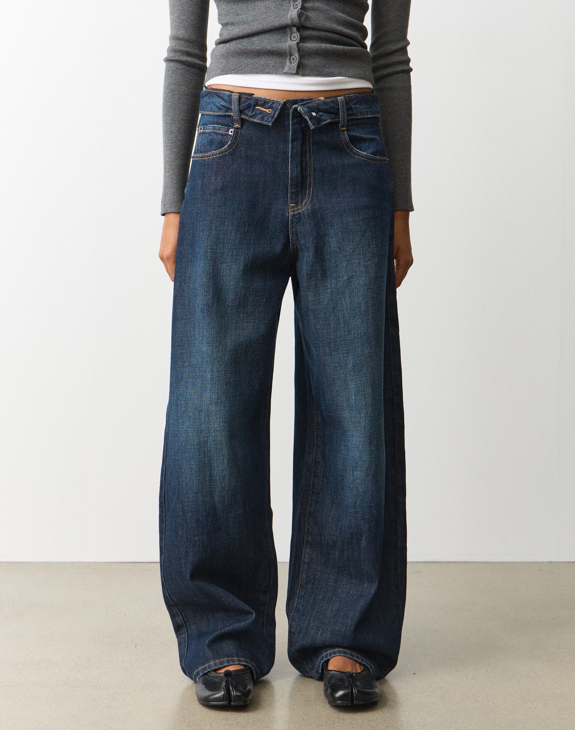 Low Rise Foldover Baggy Jean in Indigo Soul | Glassons SG