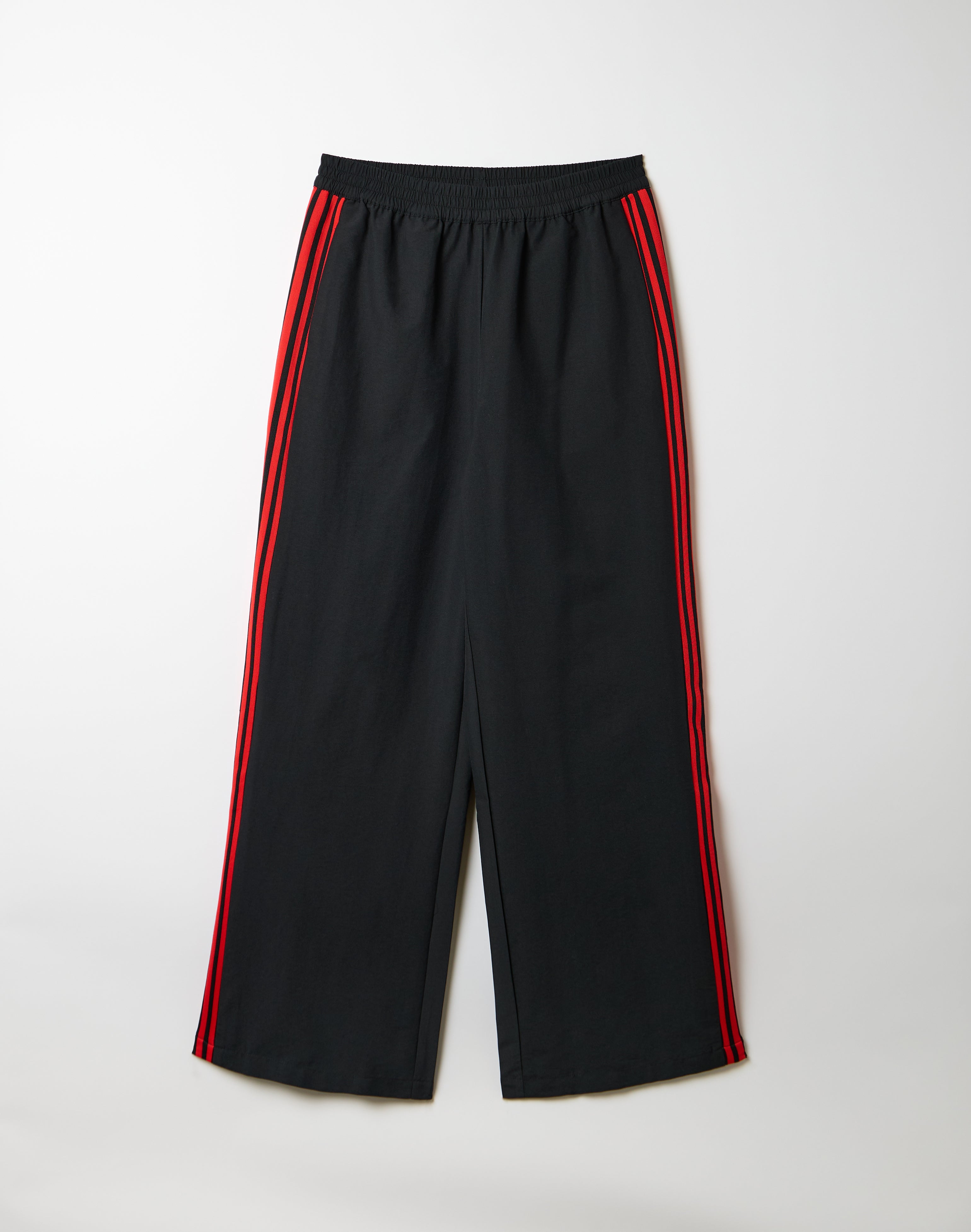 Woven Stripe Straight Leg Jogger in Black X Racer Red | Glassons US