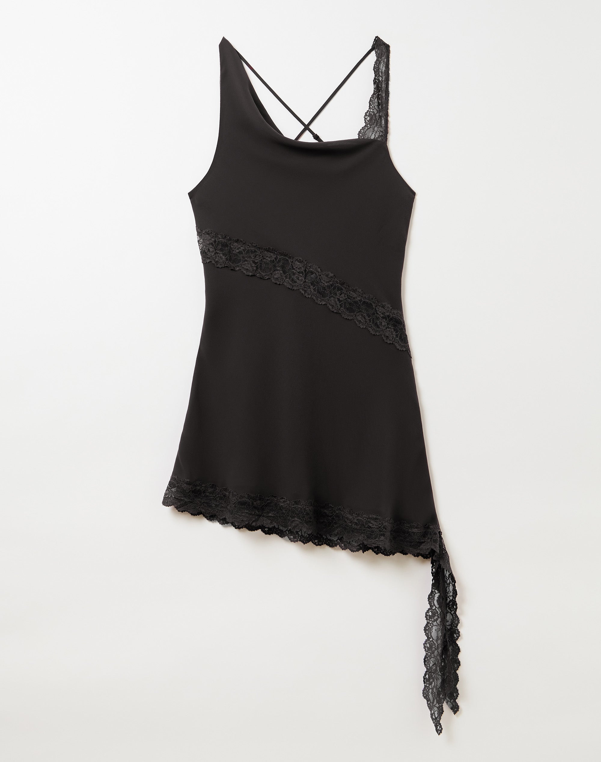 Lace Trim Chiffon Mini Dress in Black | Glassons US Lace Trim Chiffon Mini Dress in Black | Glassons US