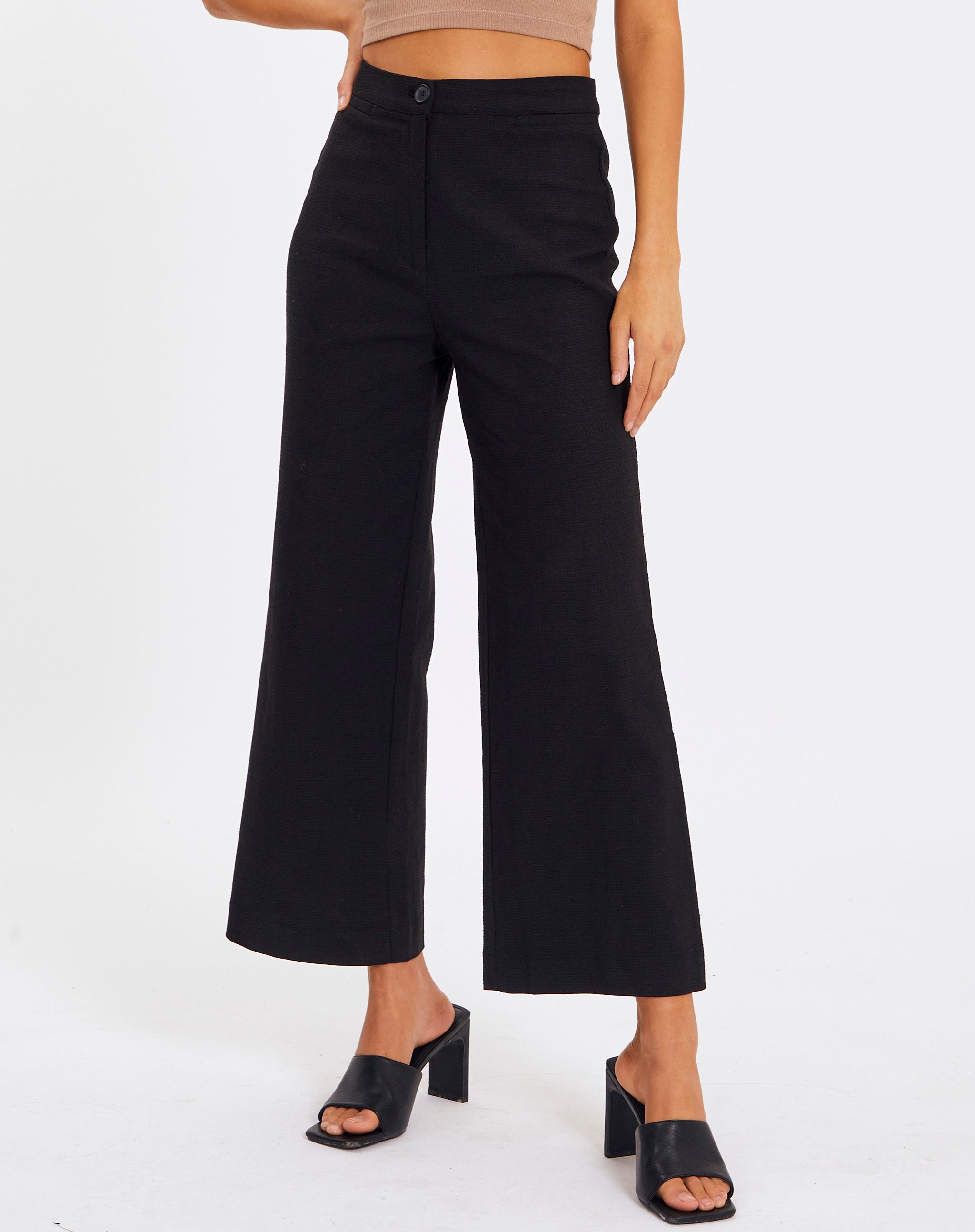 High Waist Straight Leg Pant in Black 