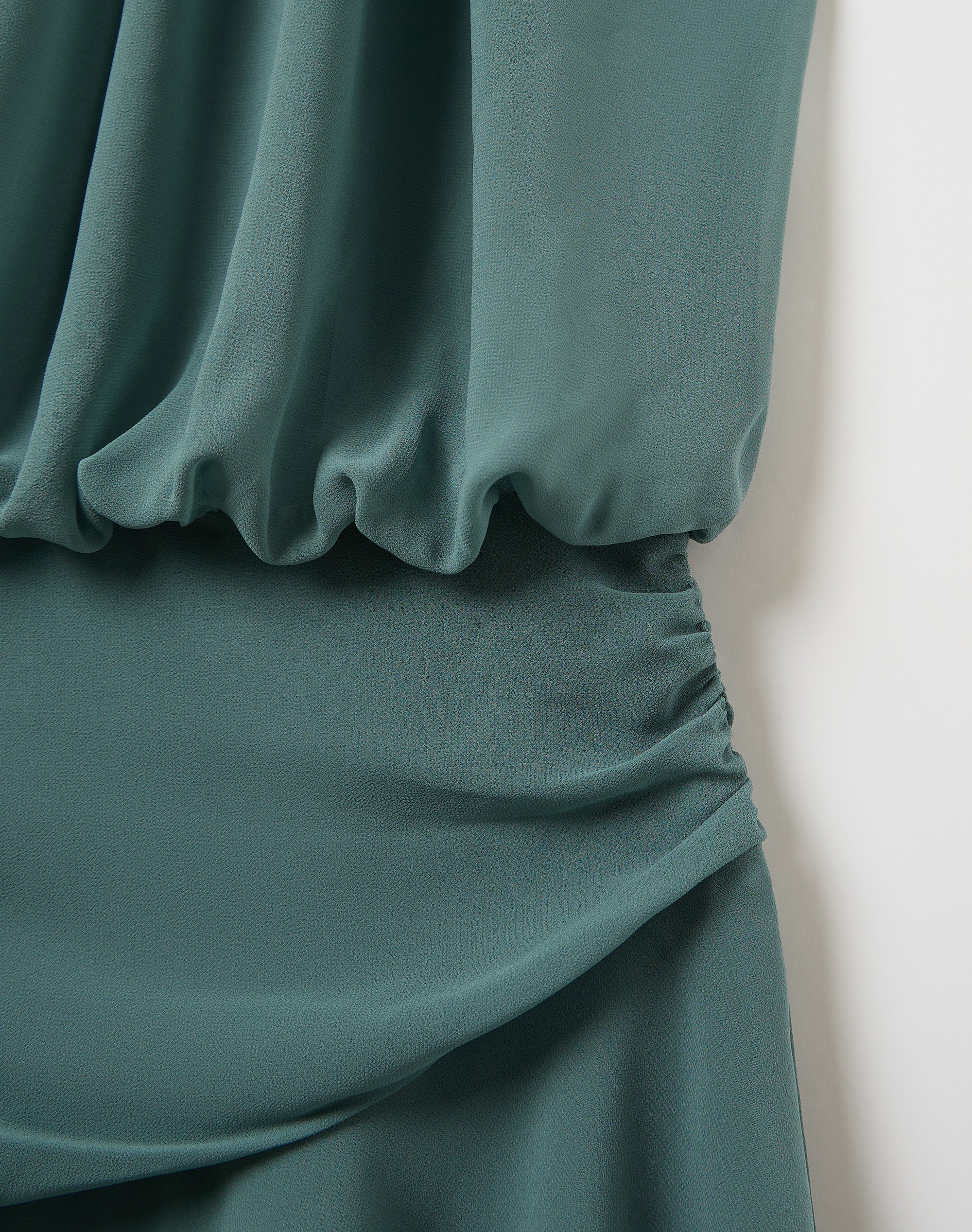 Chiffon High Neck Mini Dress in Imperial Teal | Glassons