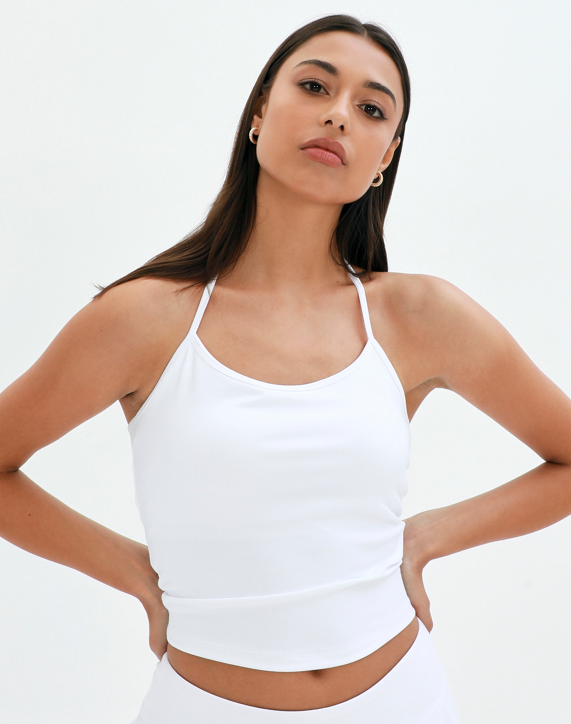 Active Halter Neck Tank in White | Glassons