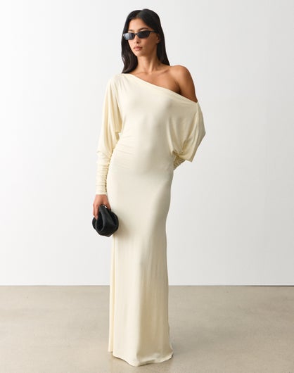 Off Shoulder Long Sleeve Maxi Dress