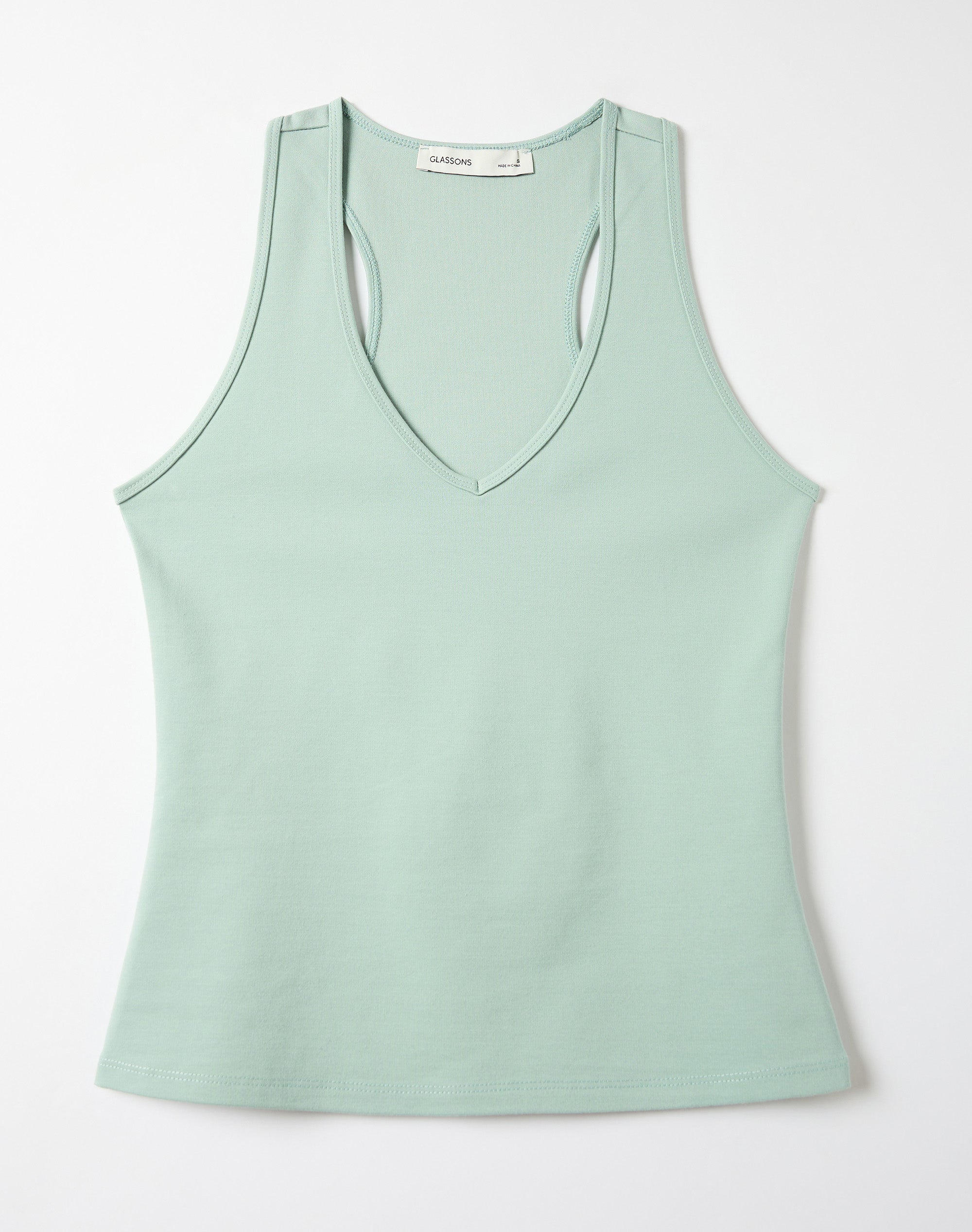 V Neck Racerback Ponte Tank in Mint Mirage | Glassons US