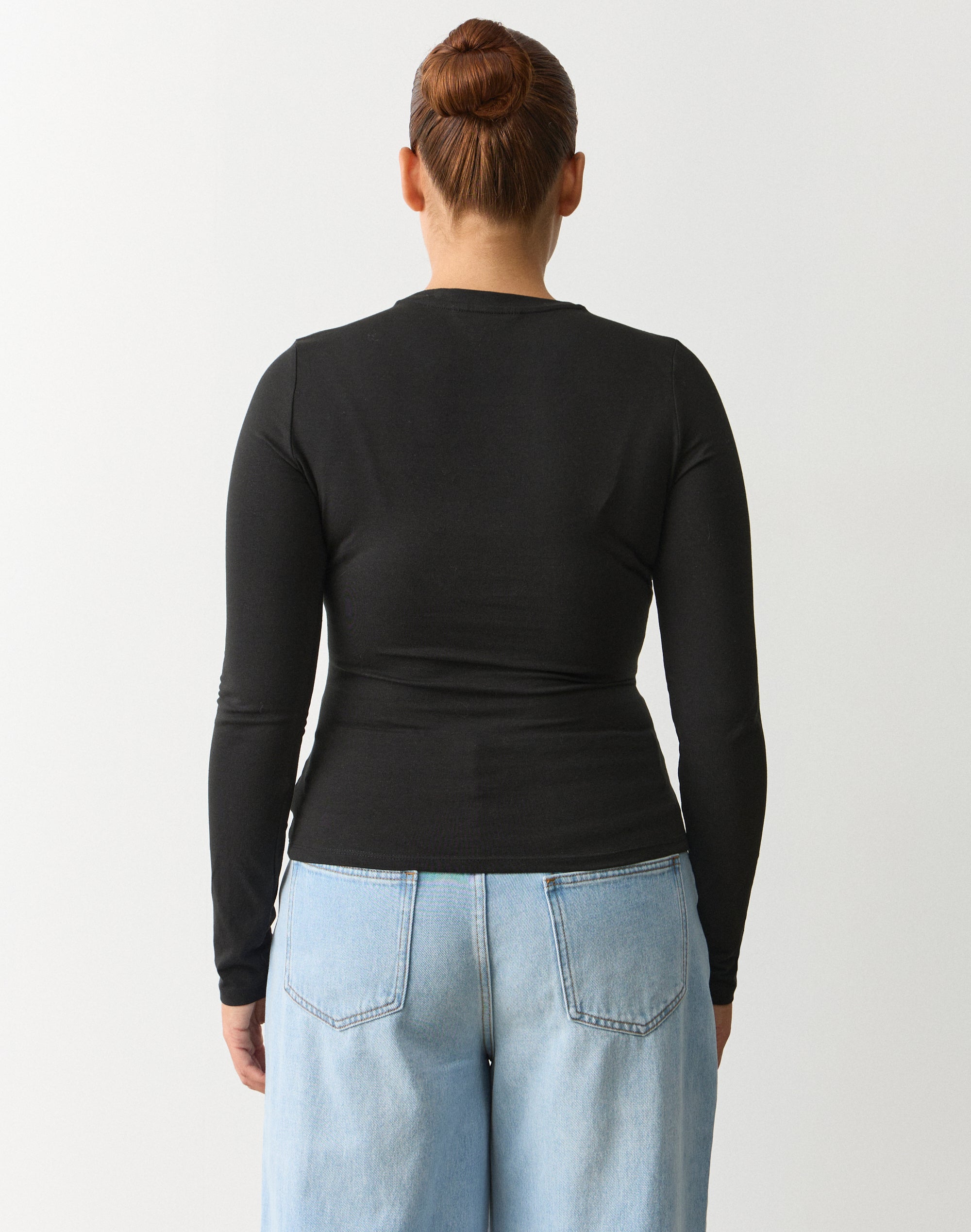 Organic Cotton Long Sleeve Top in Black | Glassons US