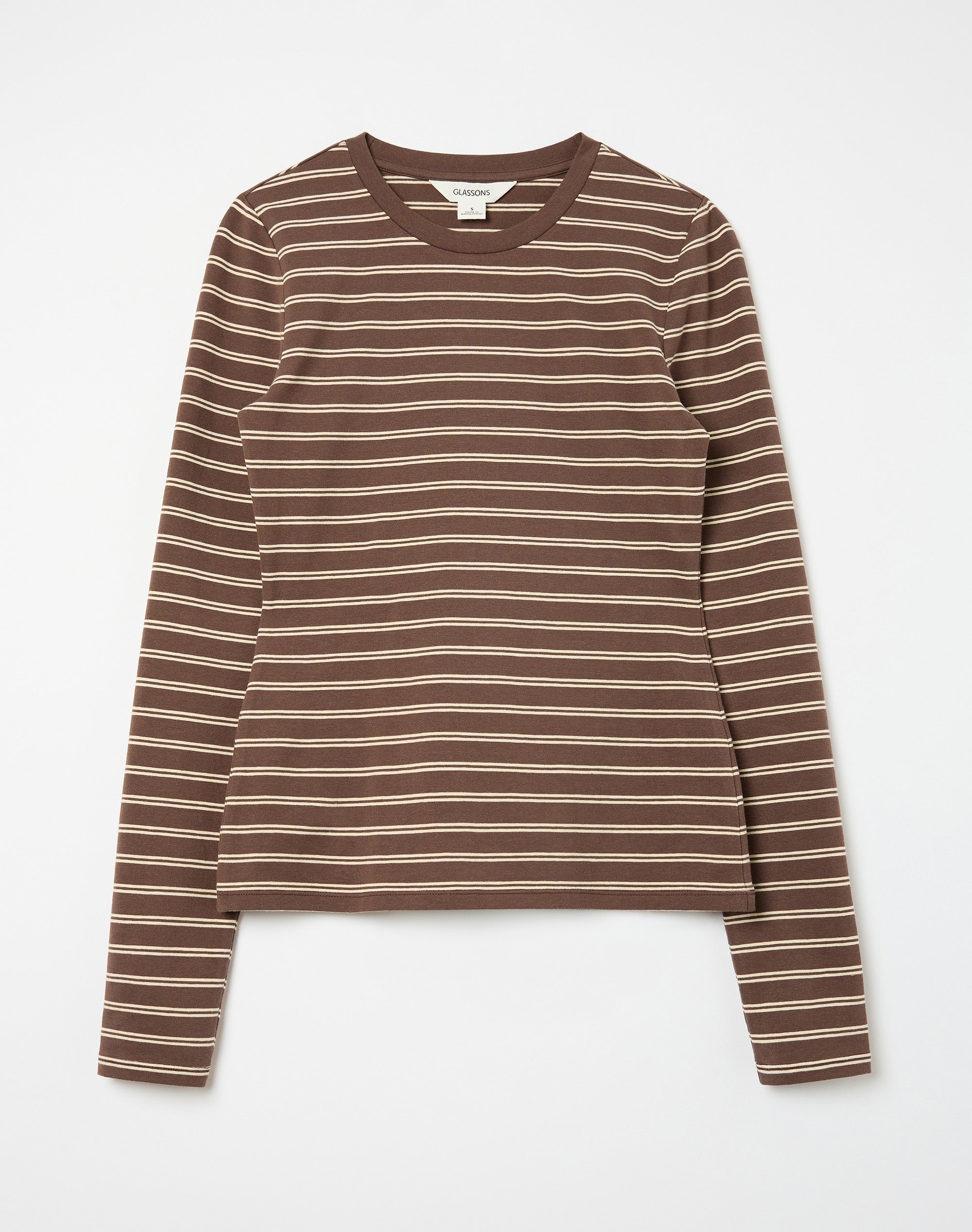 Organic Cotton Long Sleeve Top in Fudge Winter Sing Stripe