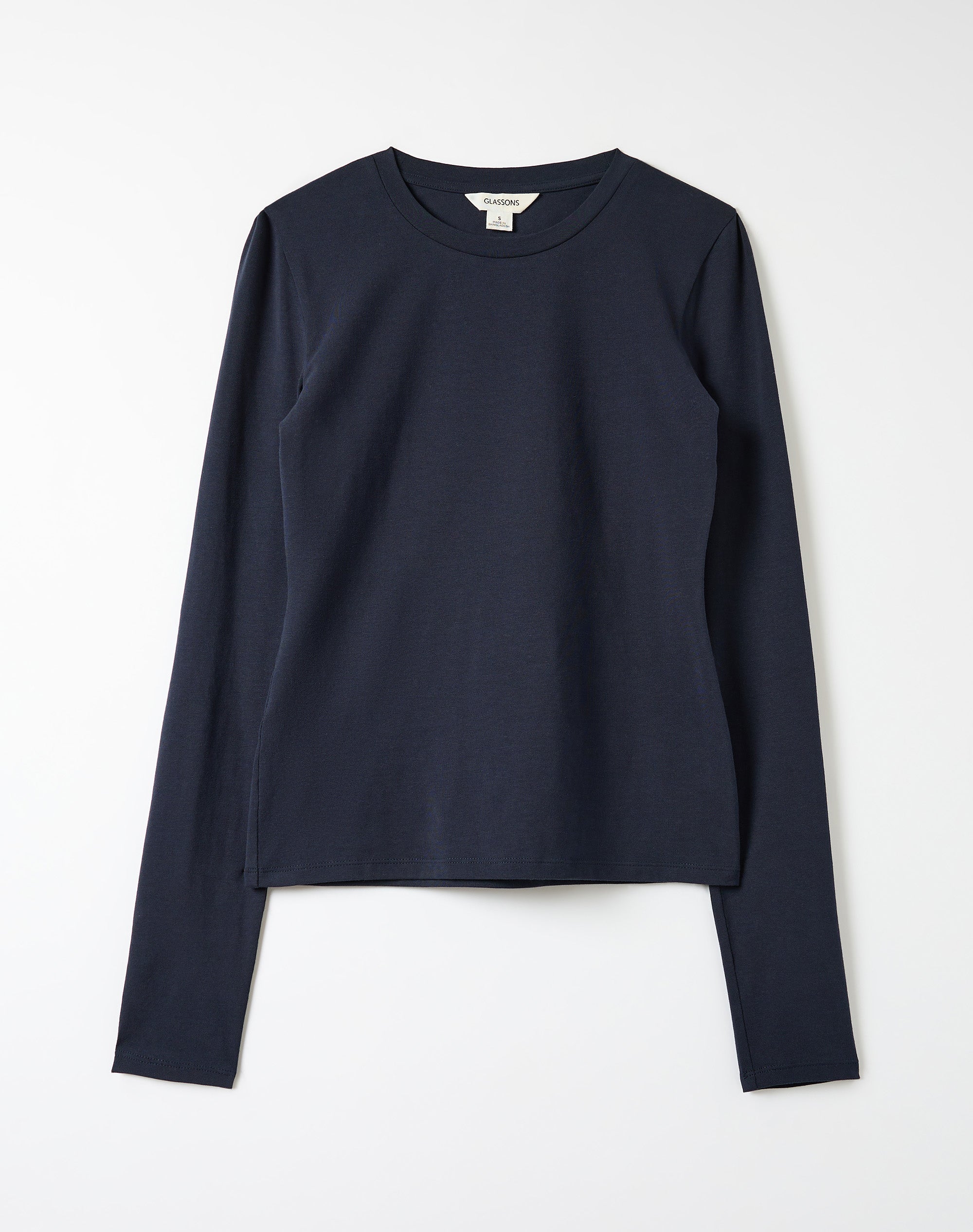 Organic Cotton Long Sleeve Top in Navy Blazer | Glassons AU