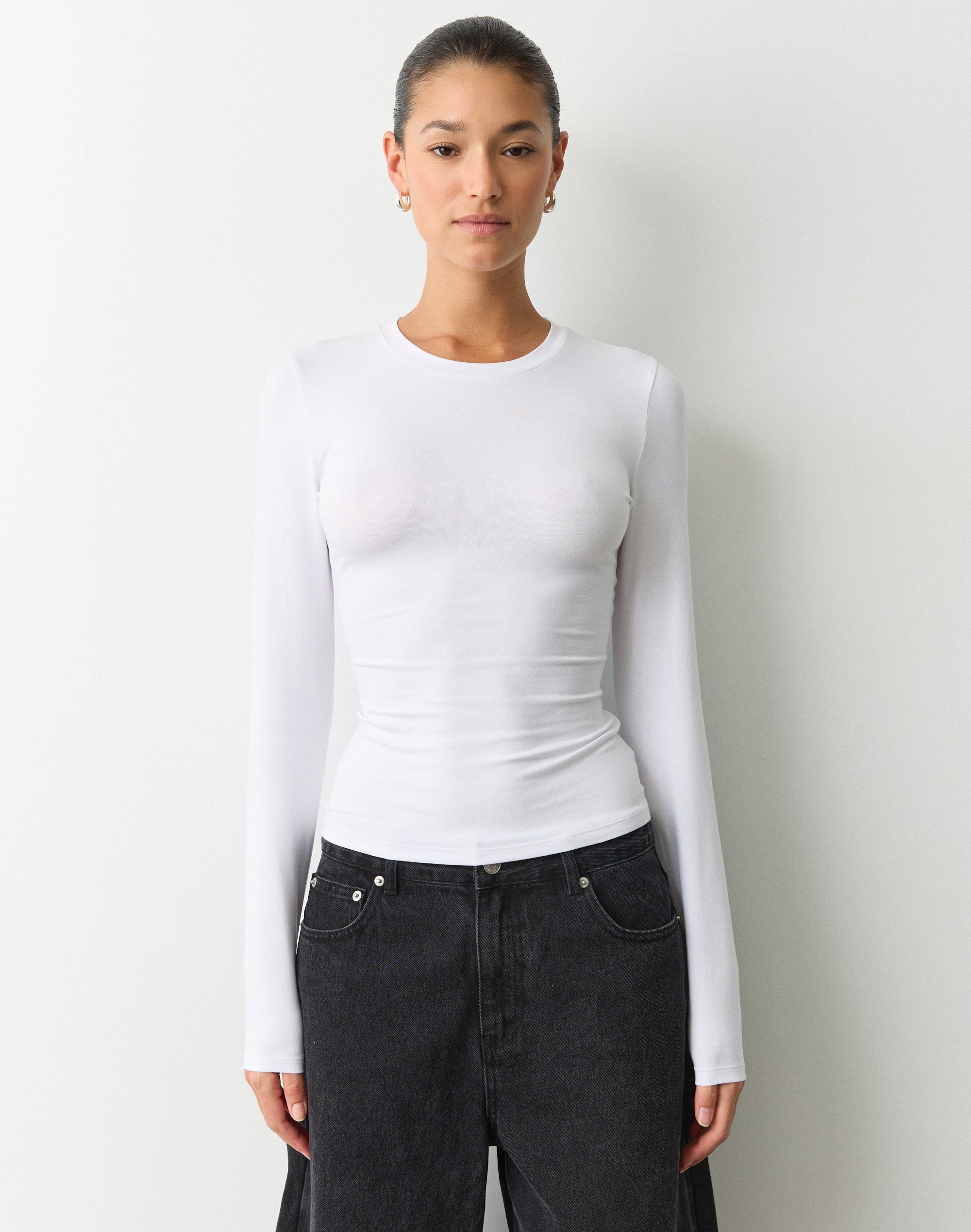 Organic Cotton Long Sleeve Top in White | Glassons AU