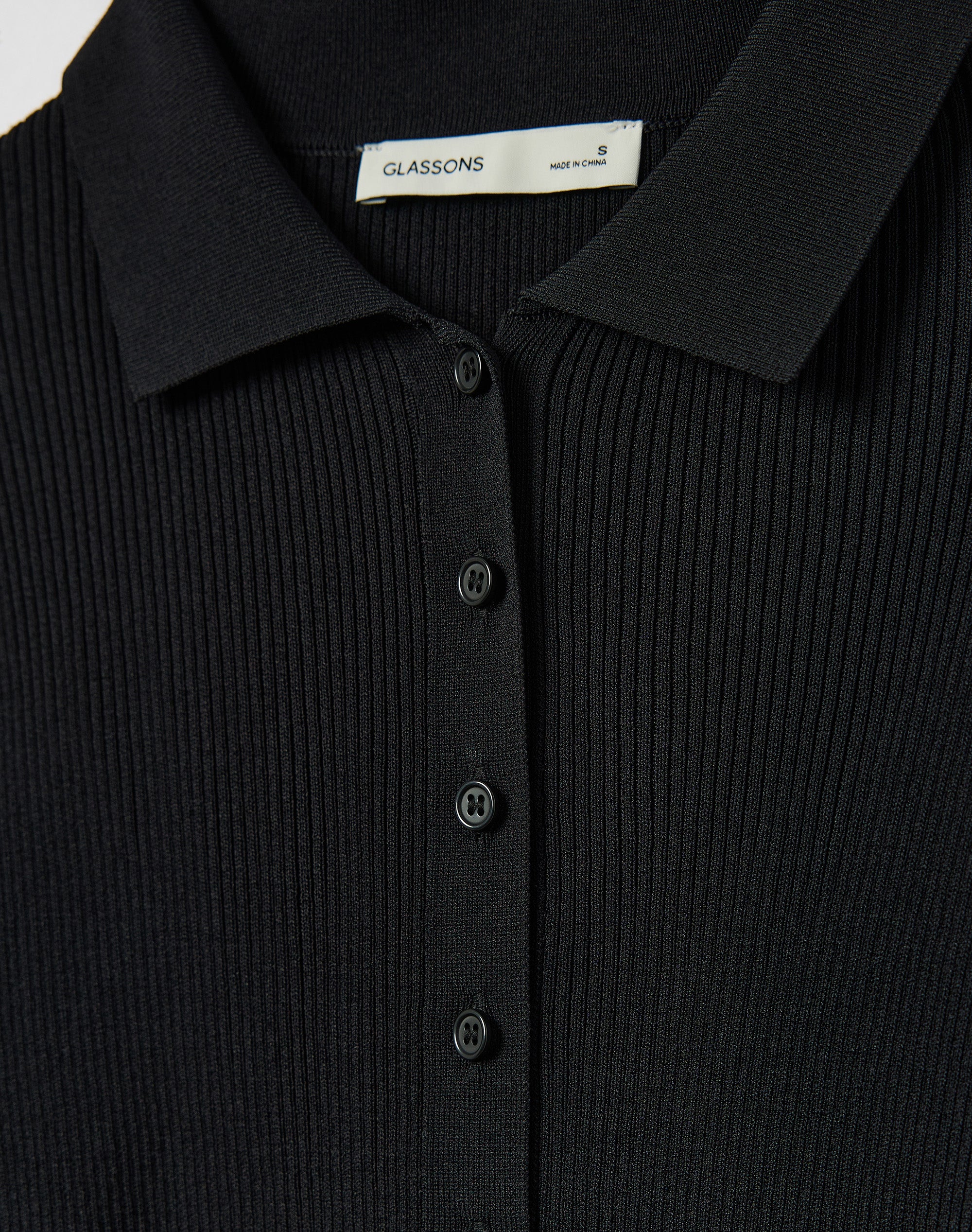 Button Up Polo Knit Cardigan in Black | Glassons US