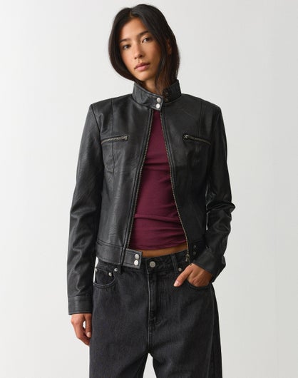 Faux Leather Moto Jacket