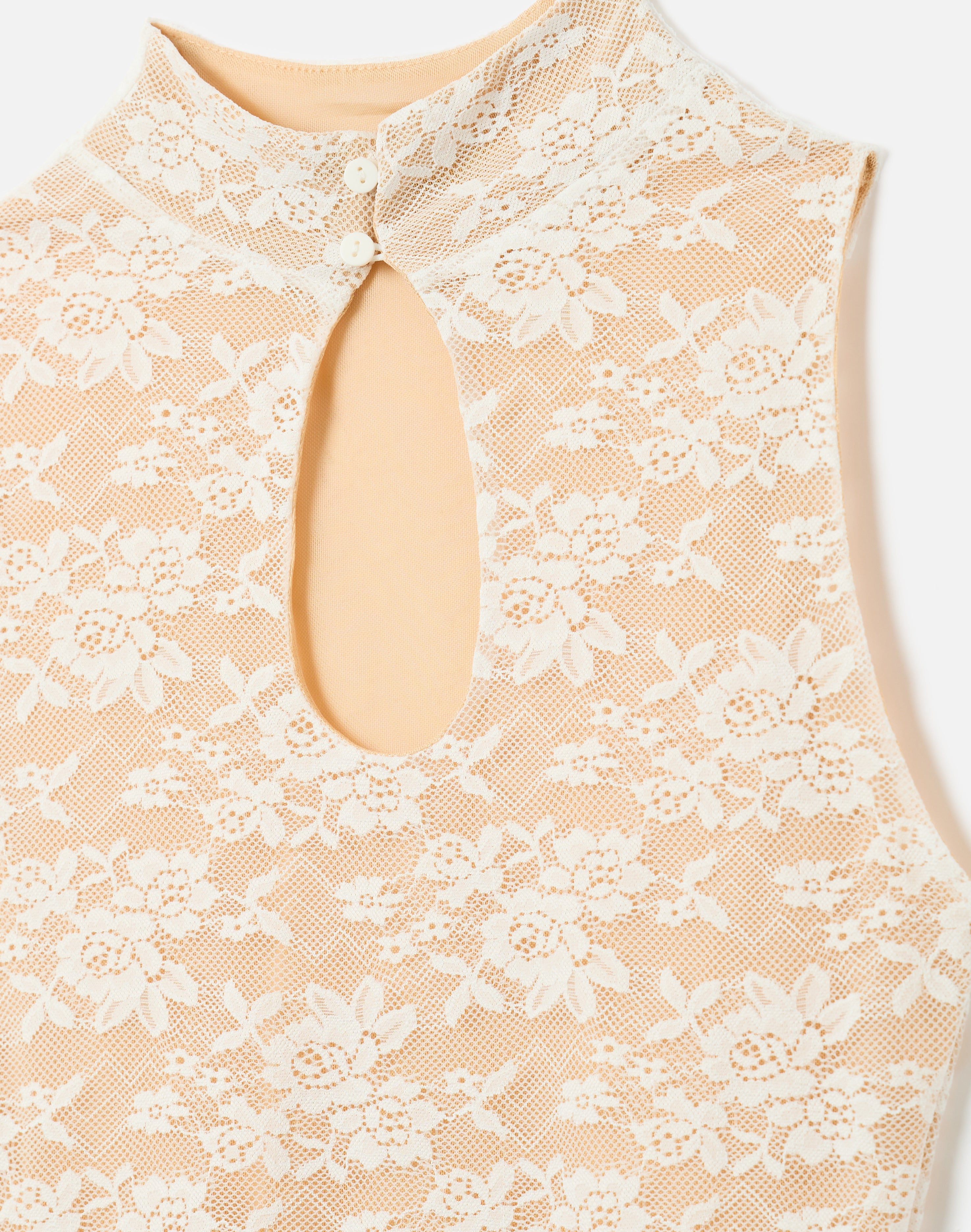 Lace Keyhole Top in Milk X Nude | Glassons US