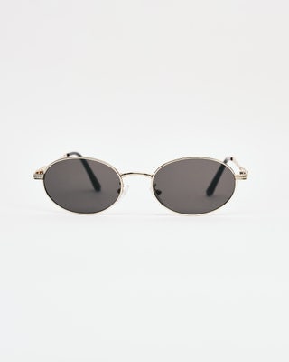Oval Wire Frame Sunglasses in Black X Gold