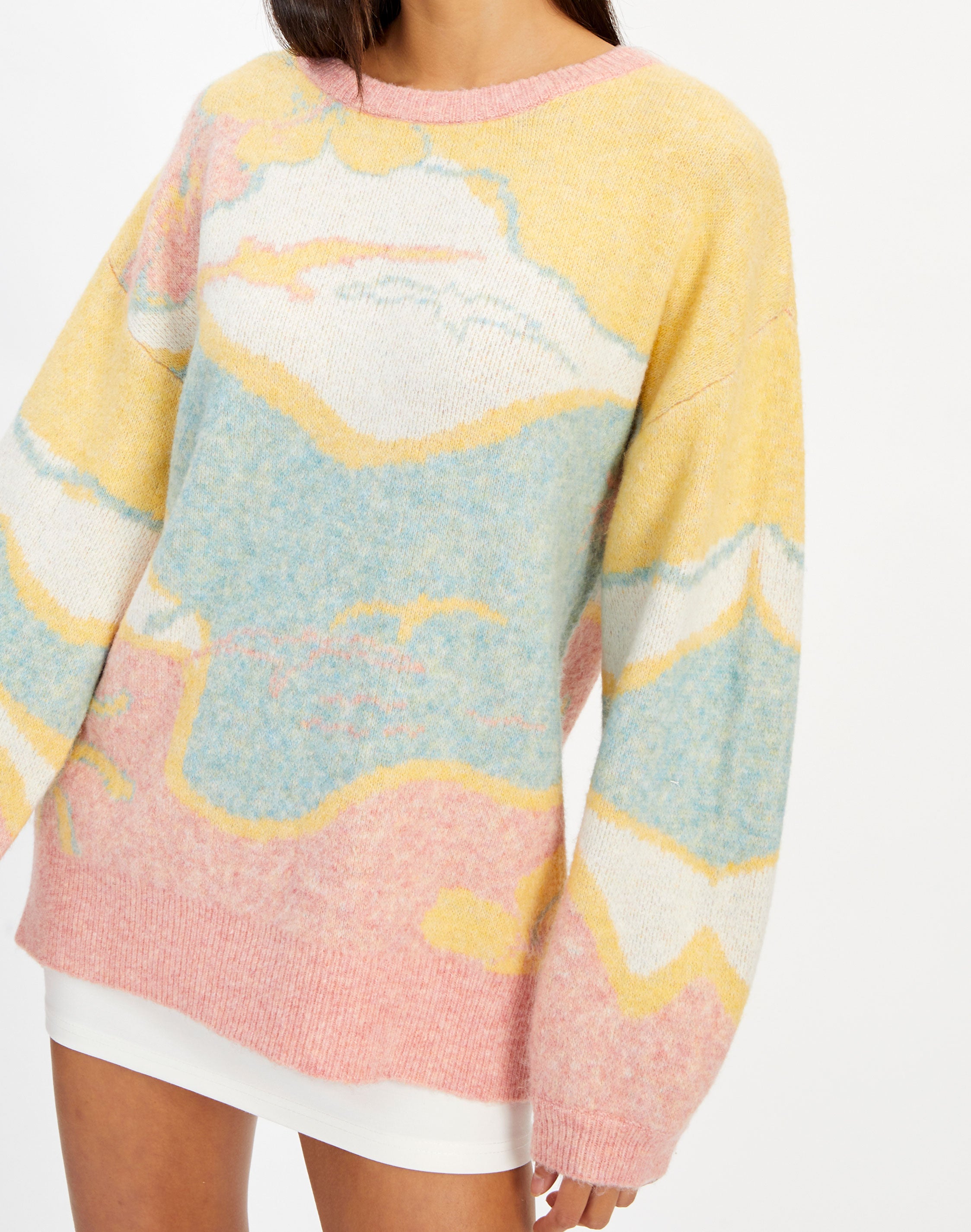 Pastel Print Oversized Jumper in Print 