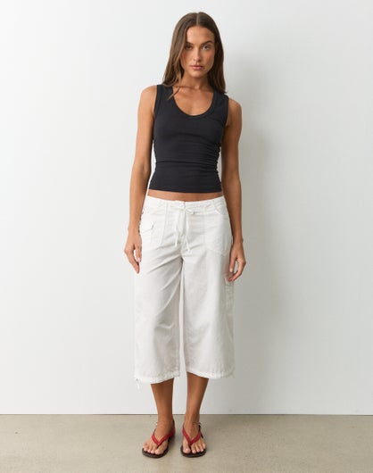 Cotton Cargo Capri Pant