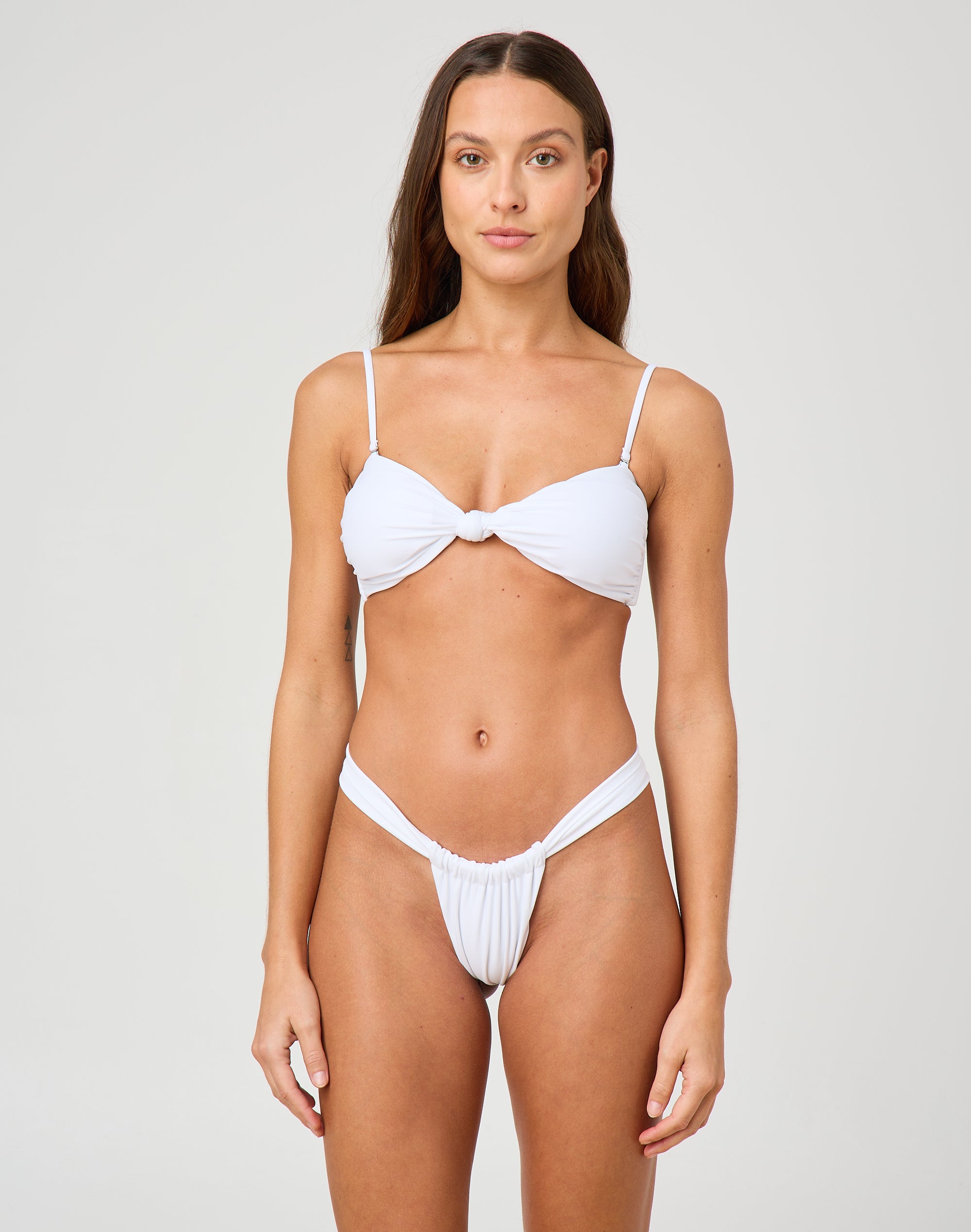 white padded bandeau bikini top