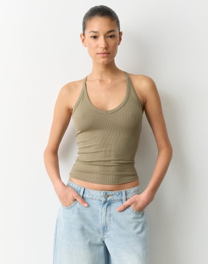 Sky Blue V Neck Placket Tank main image 1