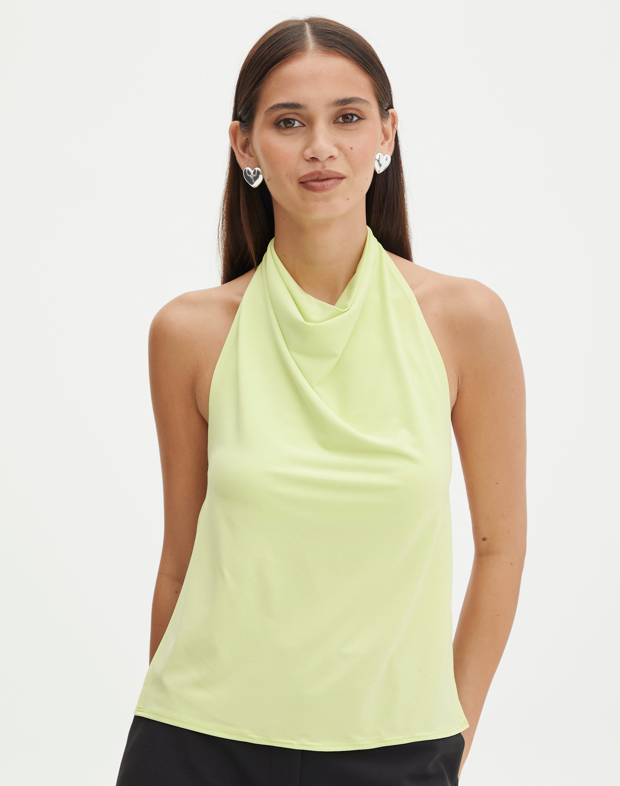 Ruched Square Neck Halter Top in Get A Pip