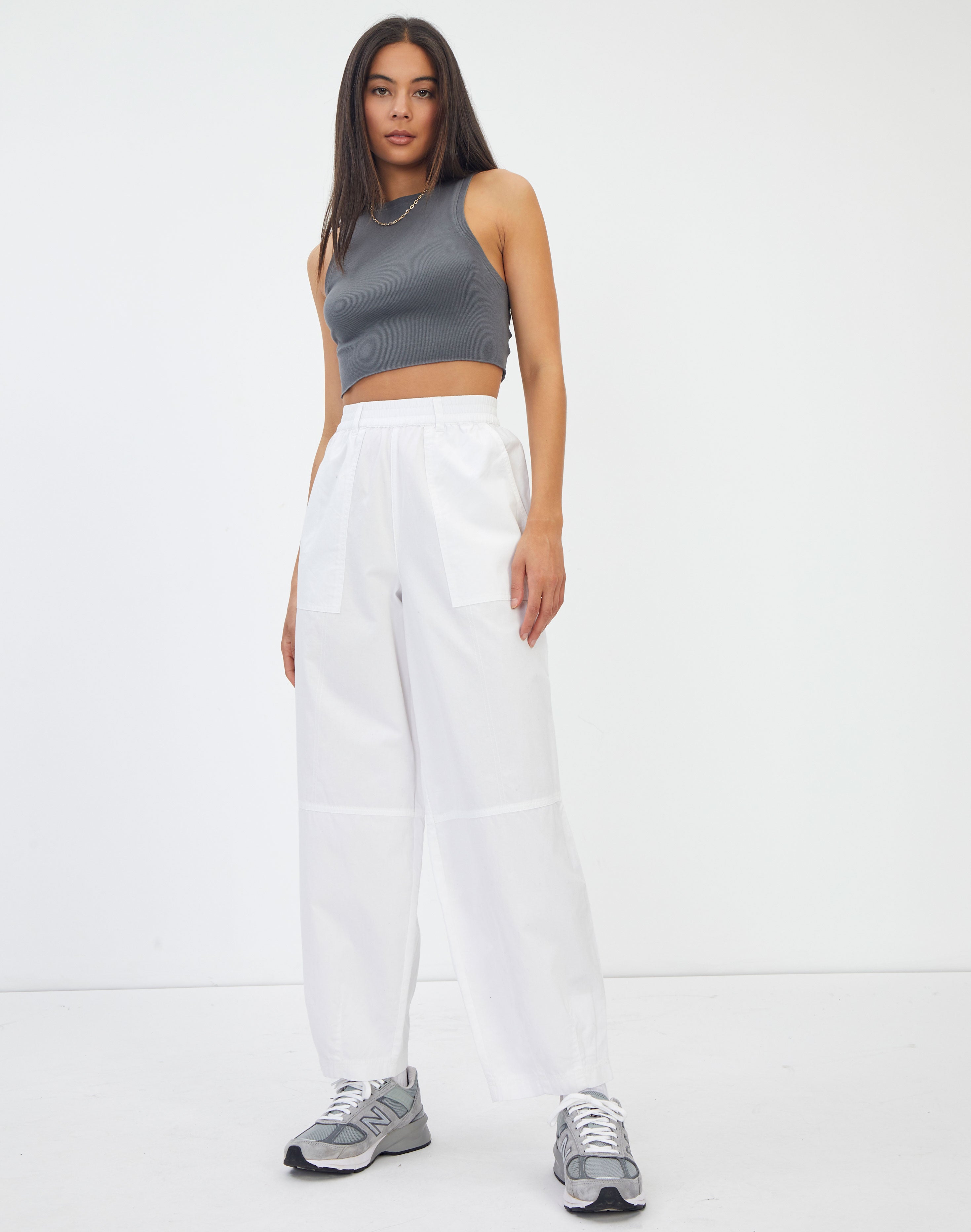 Wide Leg Cargo Pant in White | Glassons