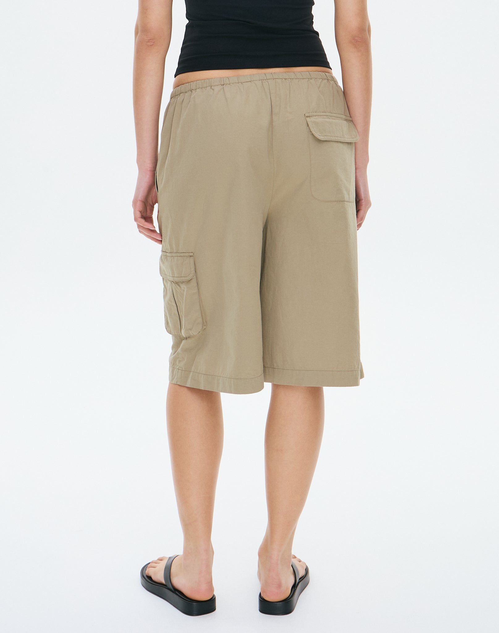 Longline Tie Waist Cargo Short in Cargo Khaki Glassons AU