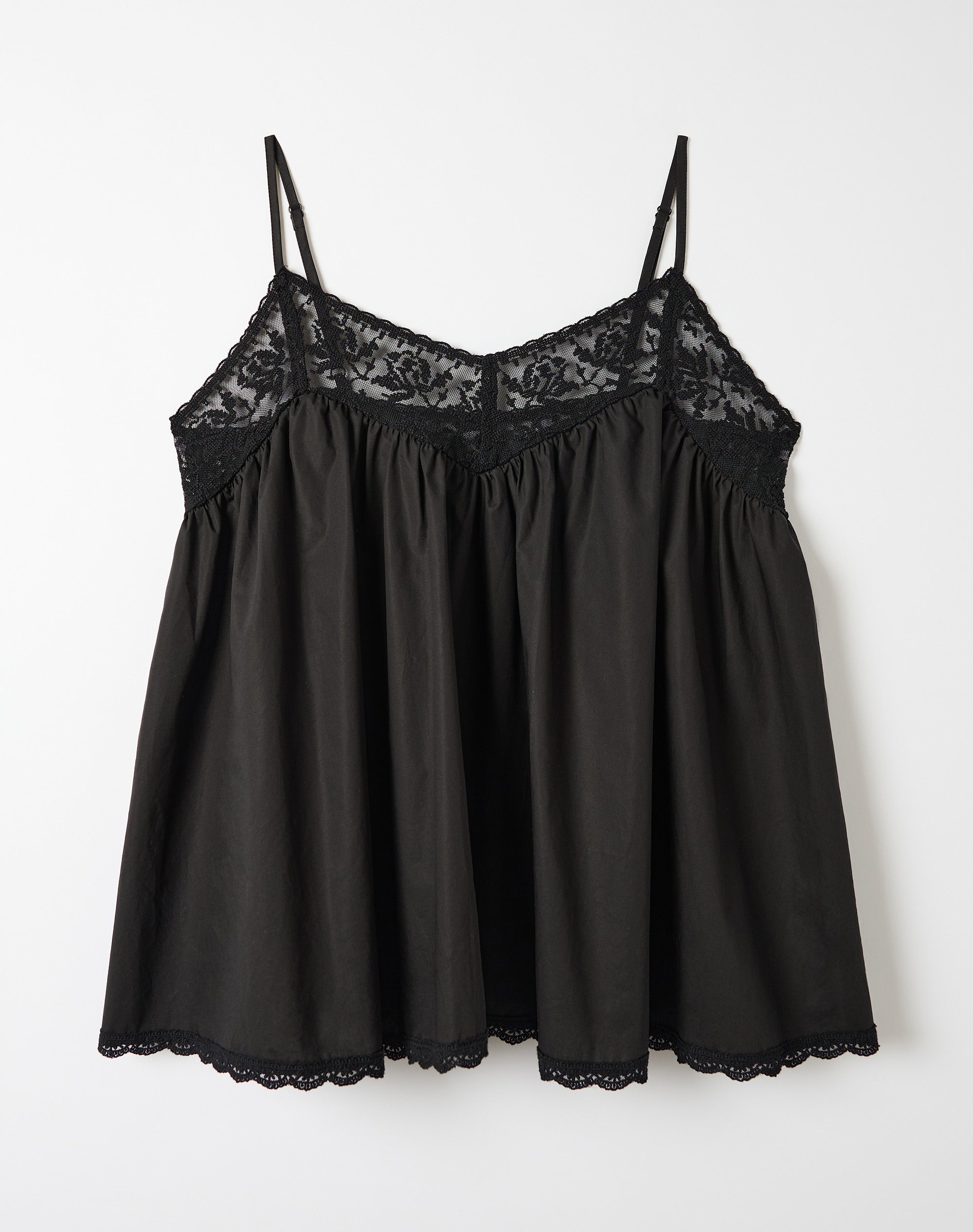 Poplin Lace Trim Cami in Black | Glassons SG