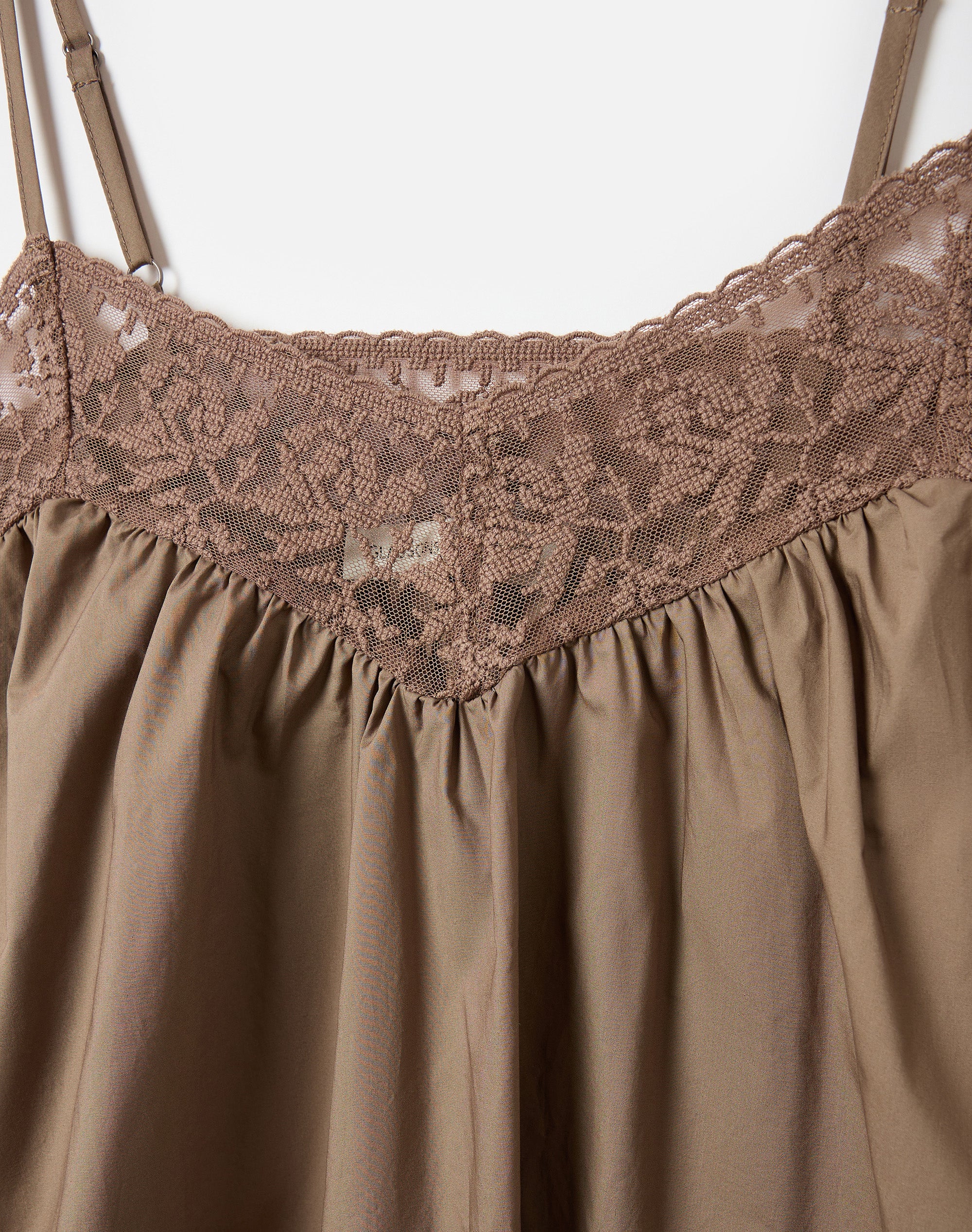 Poplin Lace Trim Cami in Smokey Hazel | Glassons US