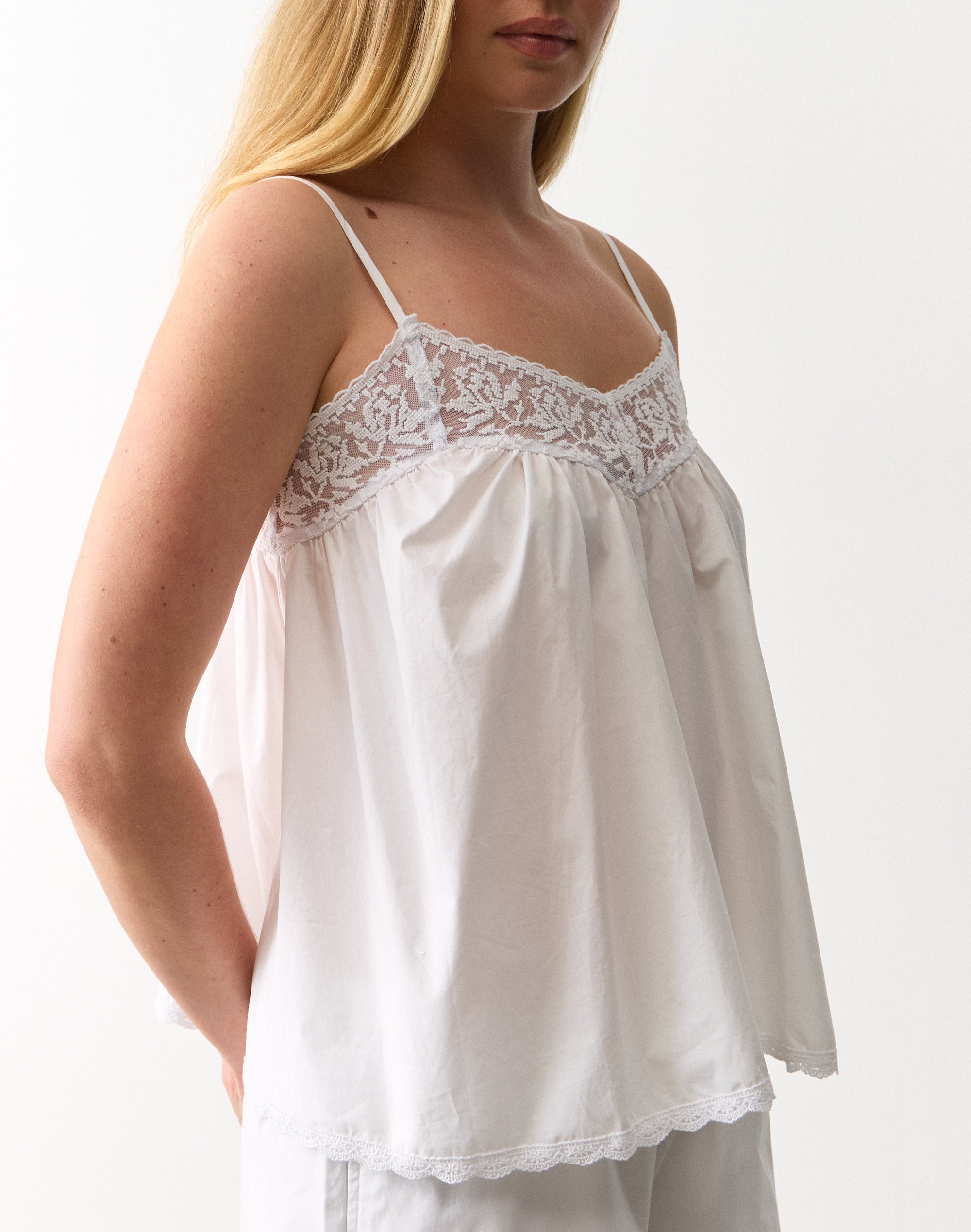 Poplin Lace Trim Cami in White | Glassons AU