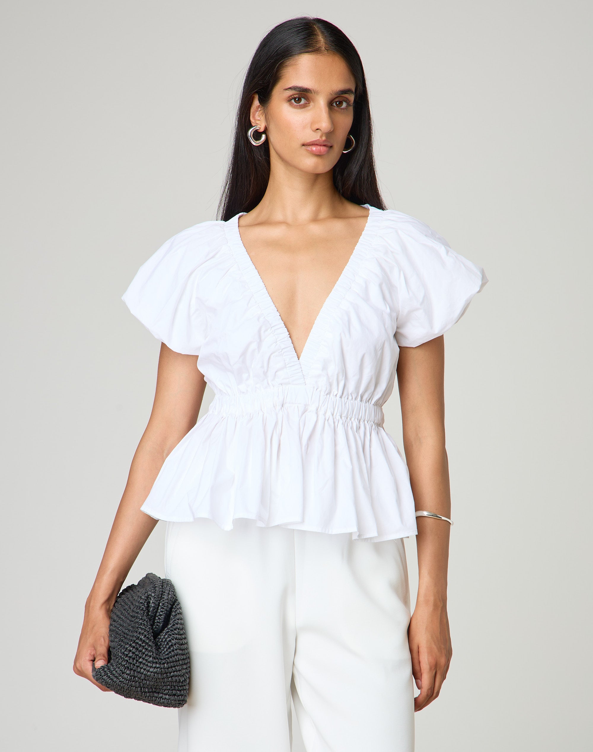 white blouse with peplum