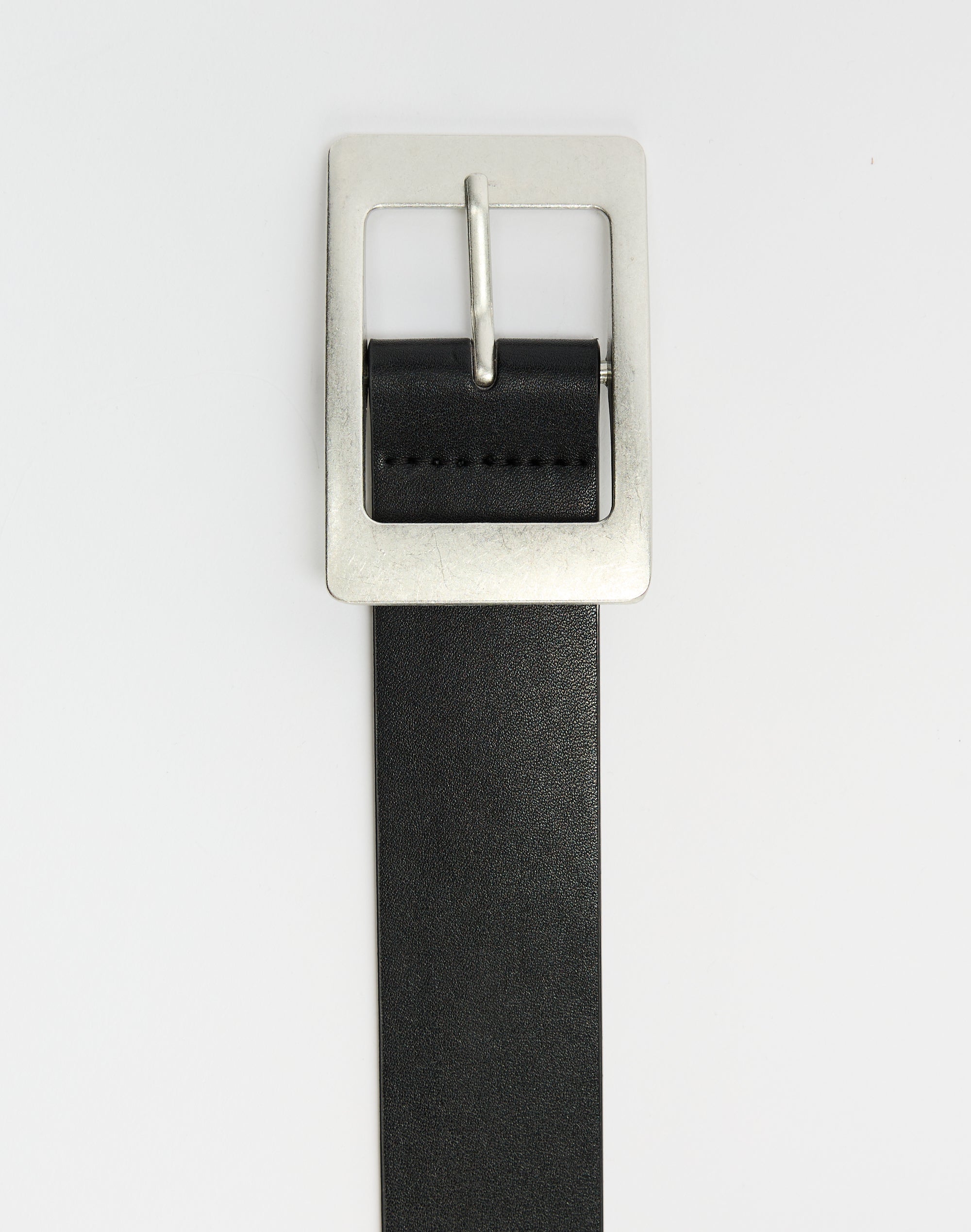 Black & Silver Vegan Leather Statement Belt Axesoria Vegan Plain Belt with Matte Silver Buckle Black S  main image 4