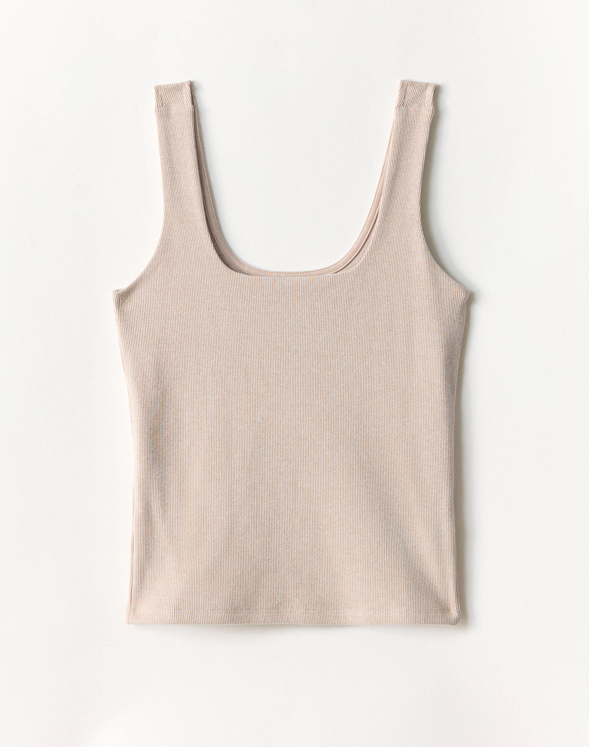 Cotton Rib Square Neck Tank Top in Haze Marle | Glassons