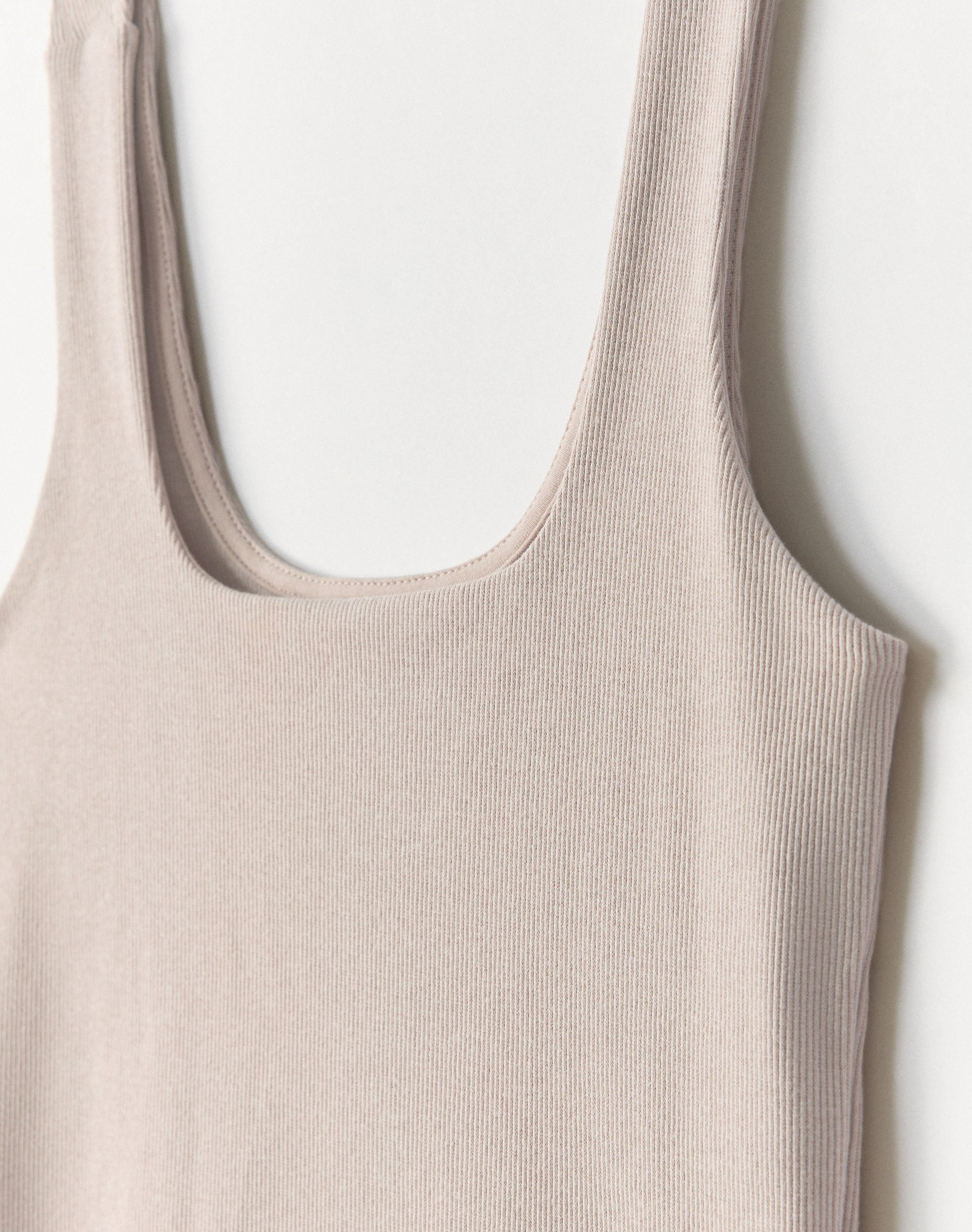 Cotton Rib Square Neck Tank Top in Haze Marle | Glassons