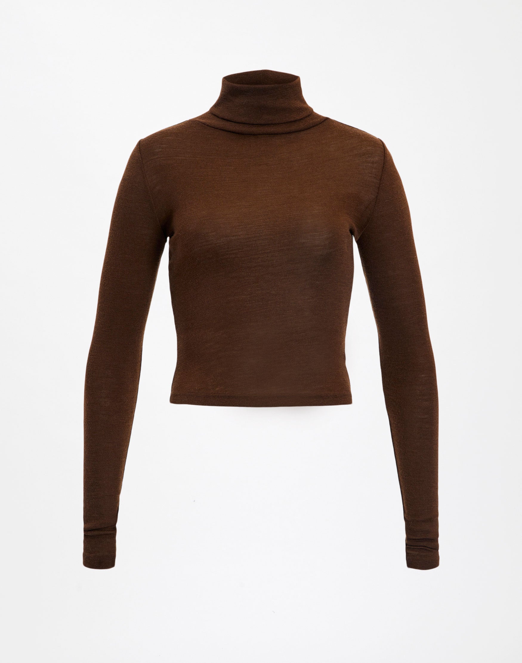 Merino Turtleneck Long Sleeve Crop Top 