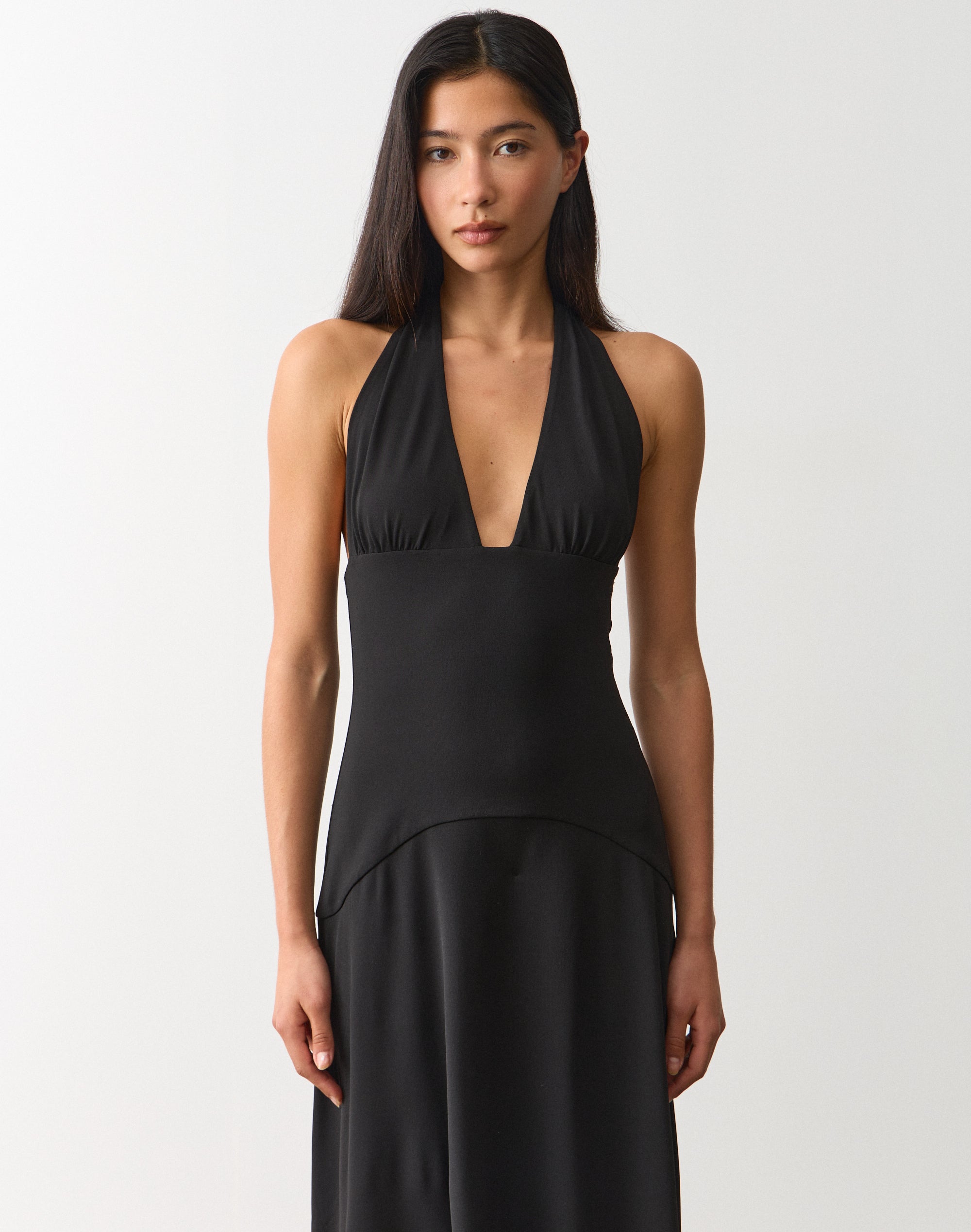 glassons black midi dress Handkerchief Halter Midi Dress