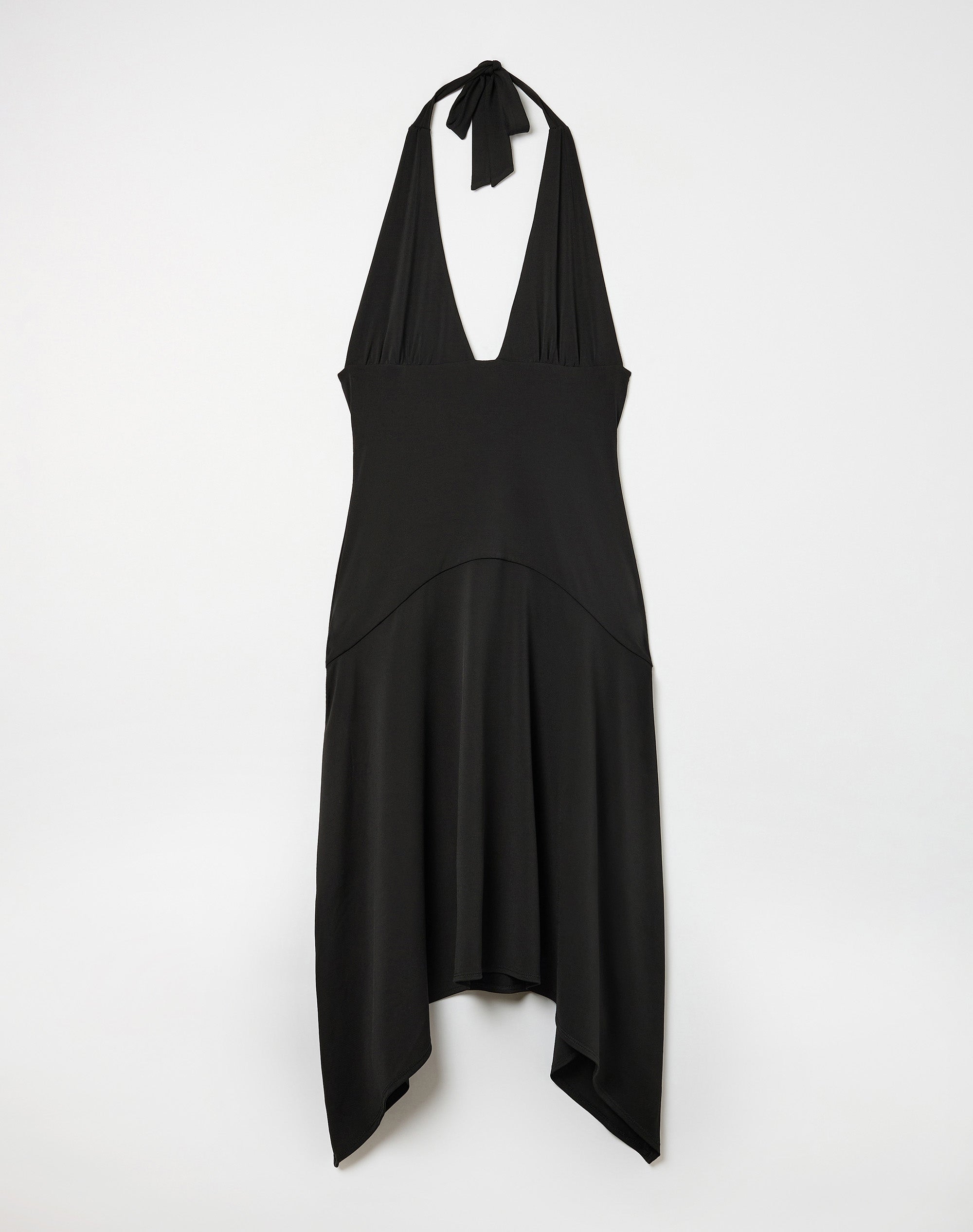 halter neck handkerchief dress Handkerchief Hem Chiffon Halter Midi Dress