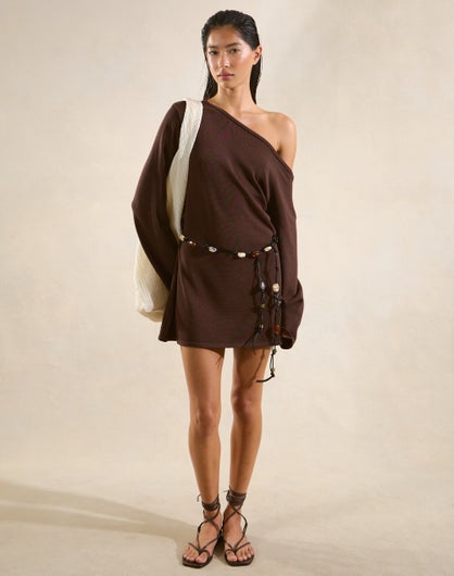 glassons knit dresses Off Shoulder Mini Dress in Fudge Fantasy menu: rehearsal