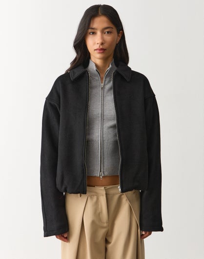 Wool Blend Collared Jacket