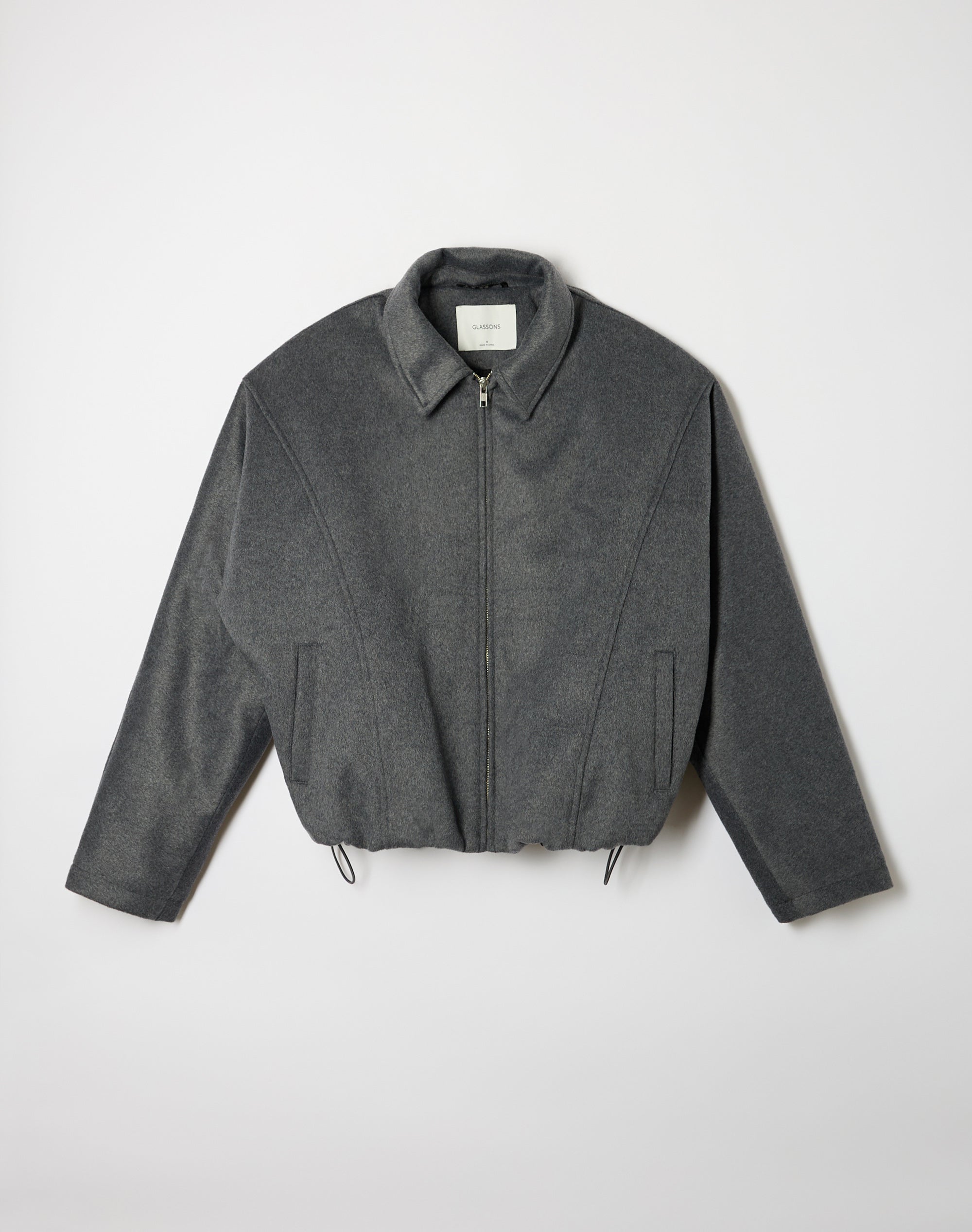 Wool Blend Collared Jacket in Dark Grey Marle | Glassons US
