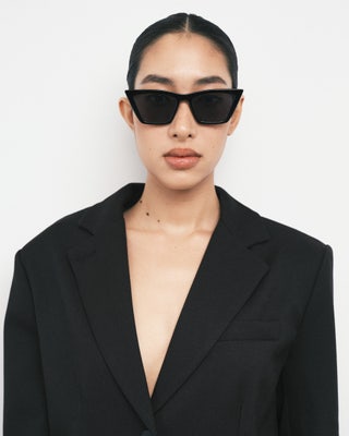 Square Cat Eye Sunglasses in Black/smoke