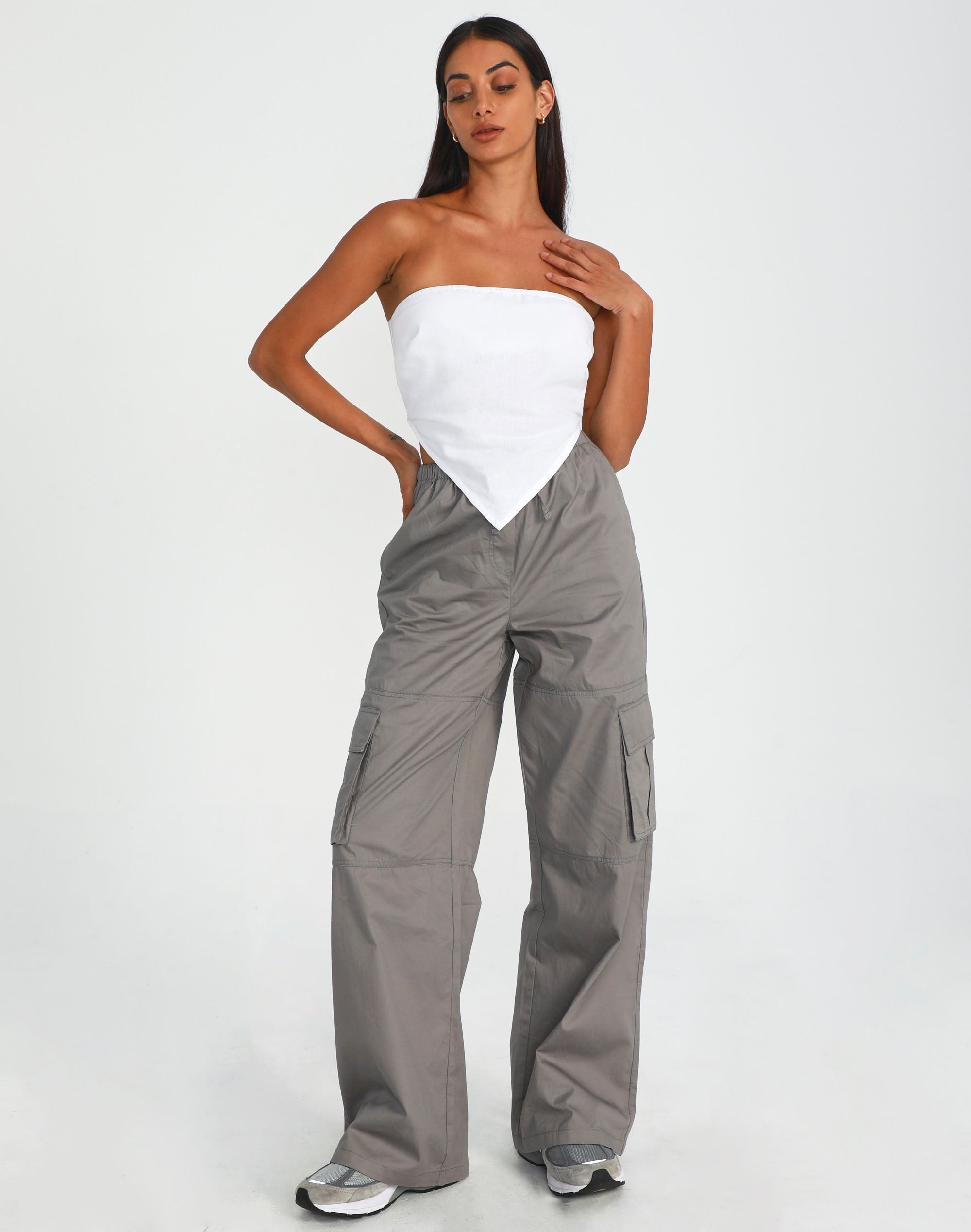 Wide Leg Cargo Pant in Grey | Glassons