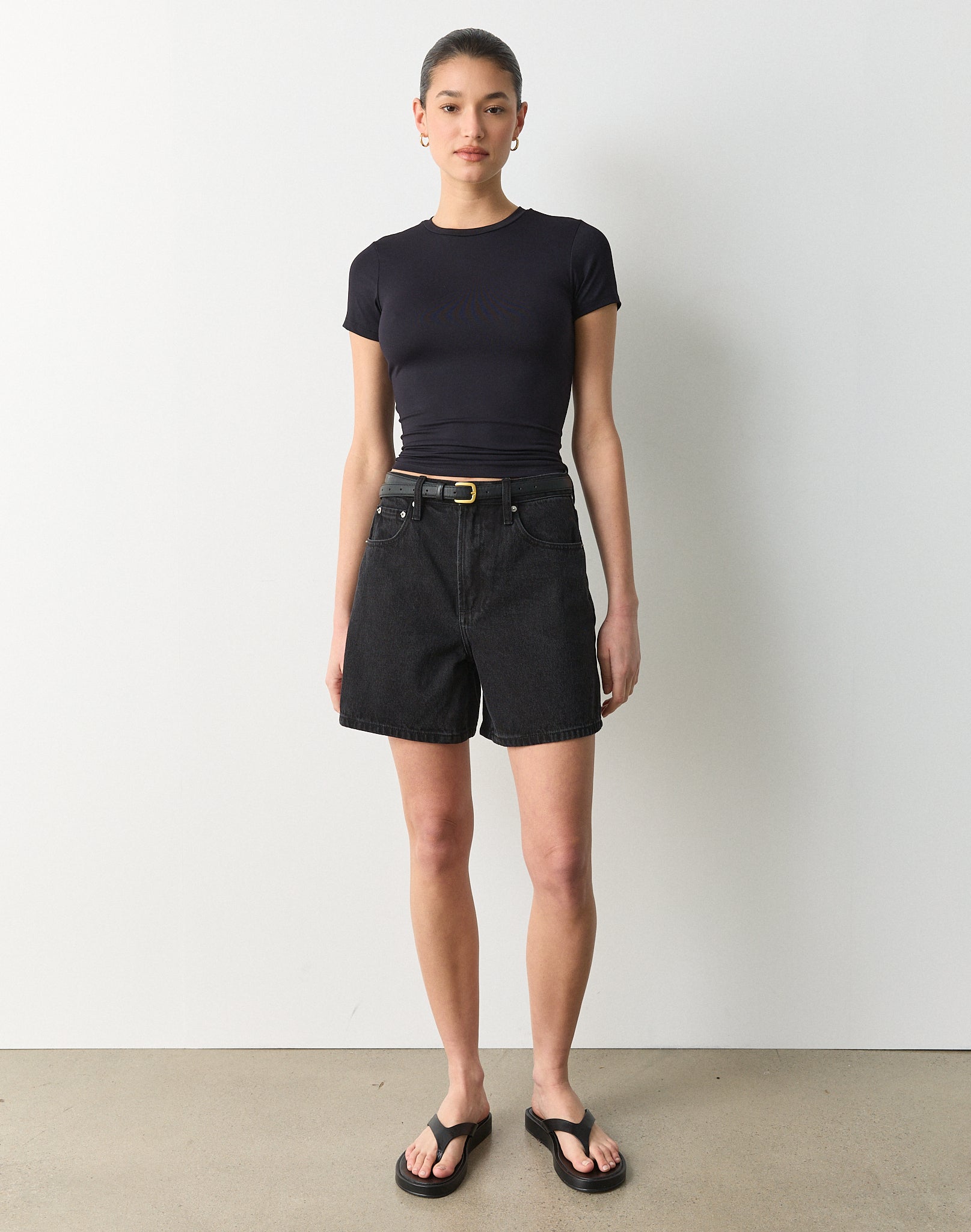 Supersoft Longline Tee in Black Glassons