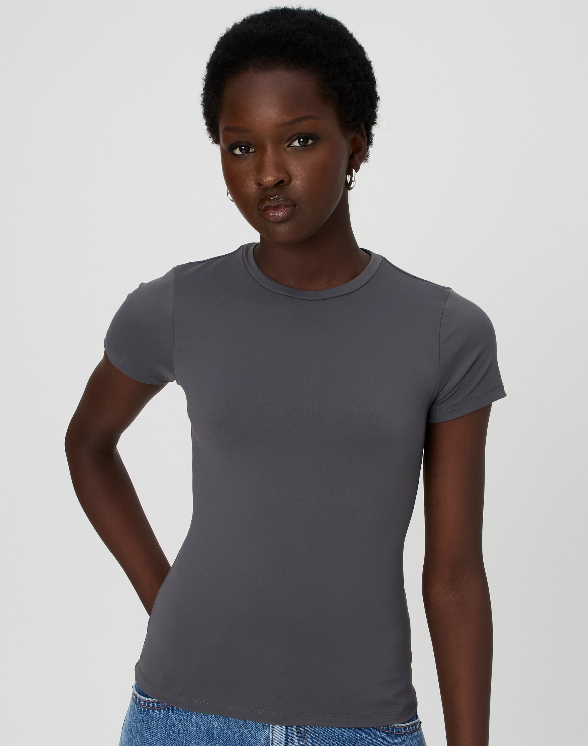 Supersoft Long Line Tee in Shadow Dancer