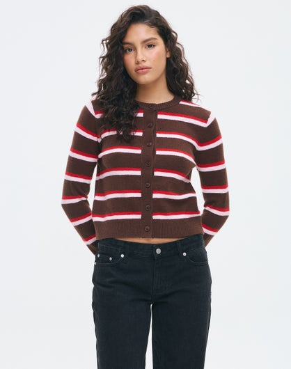 Classic Stripe Button-Up Knitted Cardigan