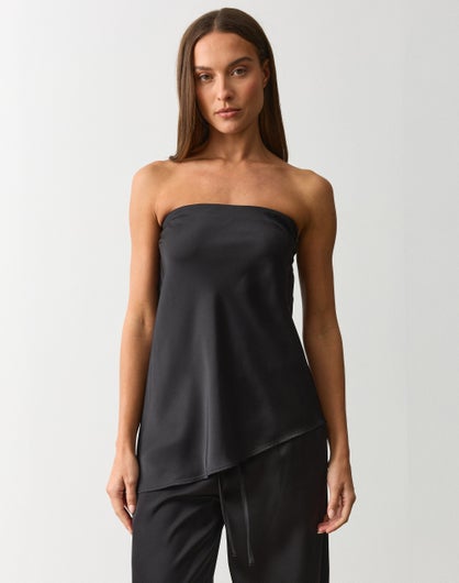 Asymmetrical Satin Strapless Top