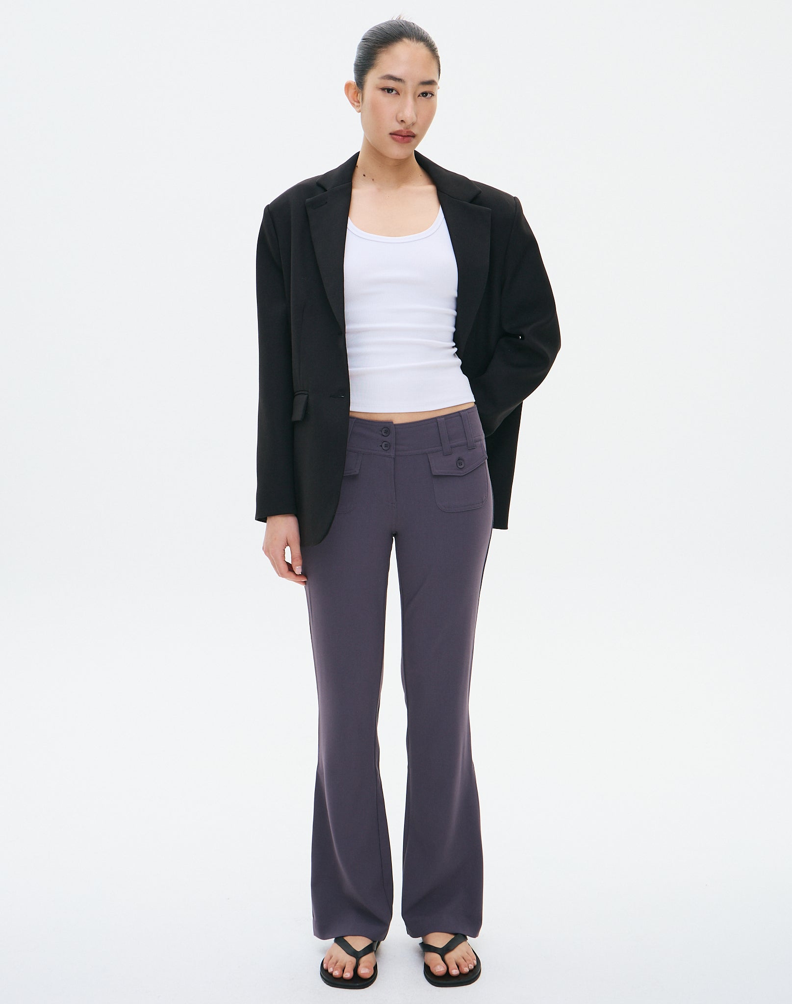 Low Rise Tailored Flare Pant in Cinder Dream | Glassons US