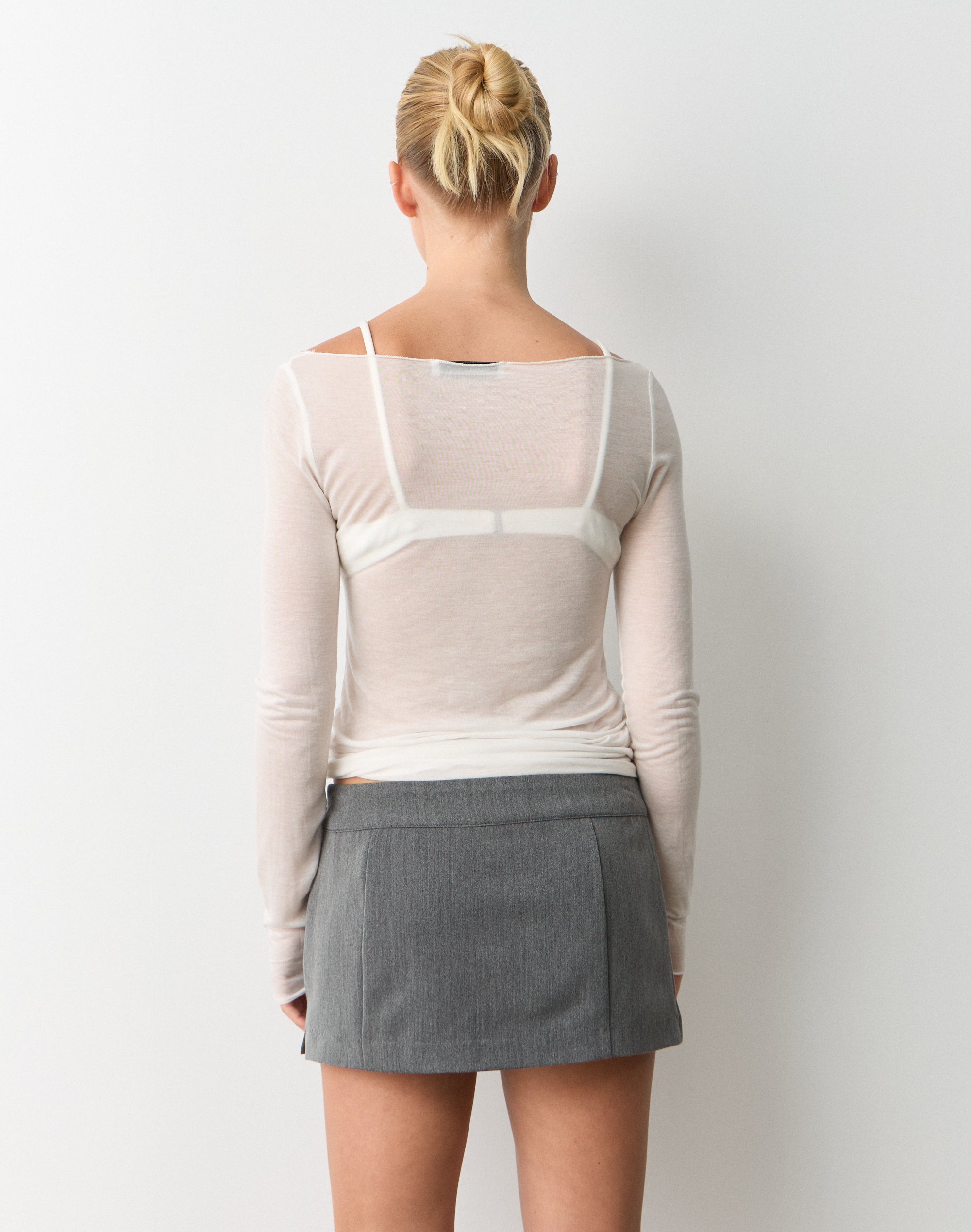 Hardware Detail Tie Mini Skort in Charcoal Marle X Silver