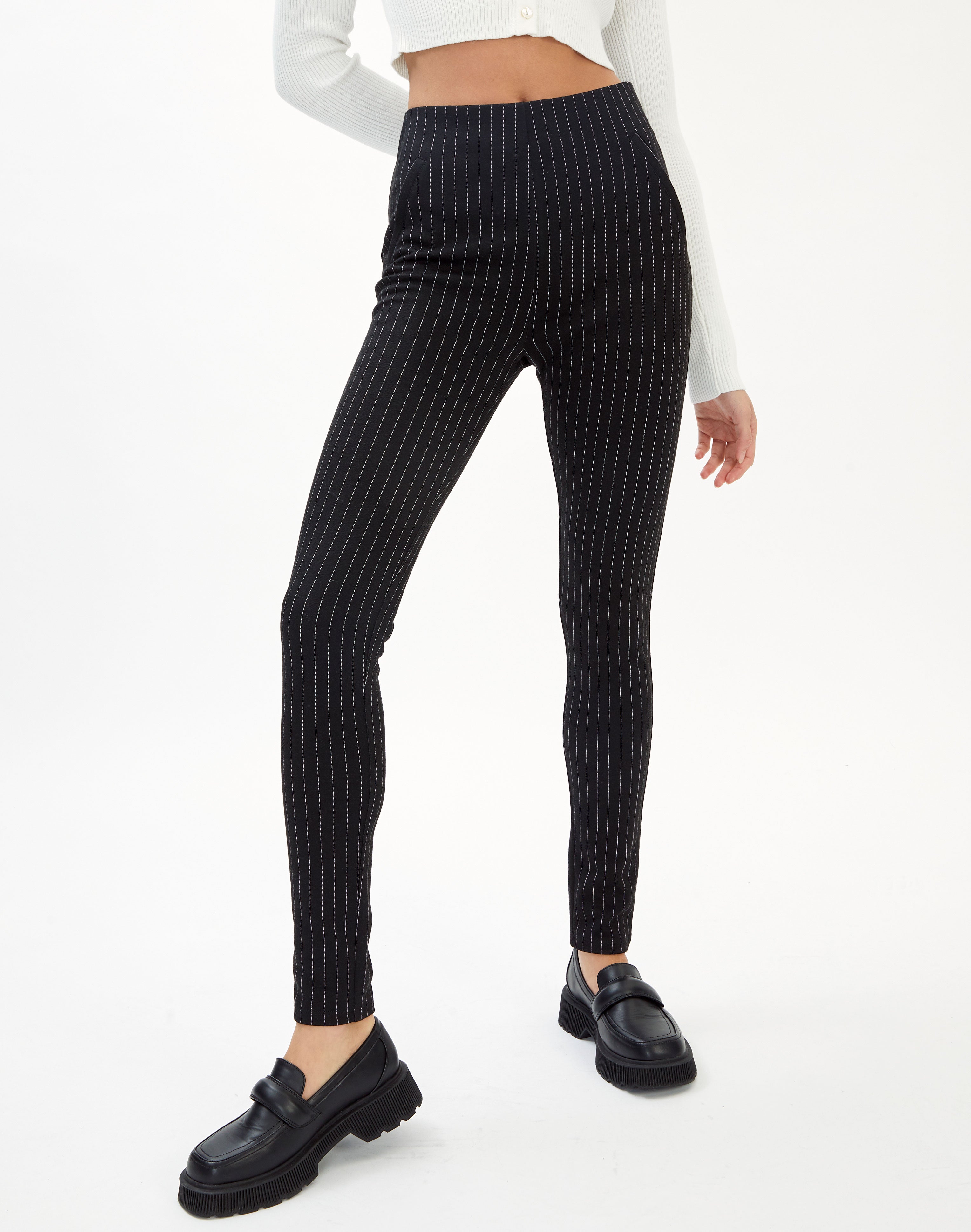 Pinstripe Slim-fit Ponte Pant in Stripe 