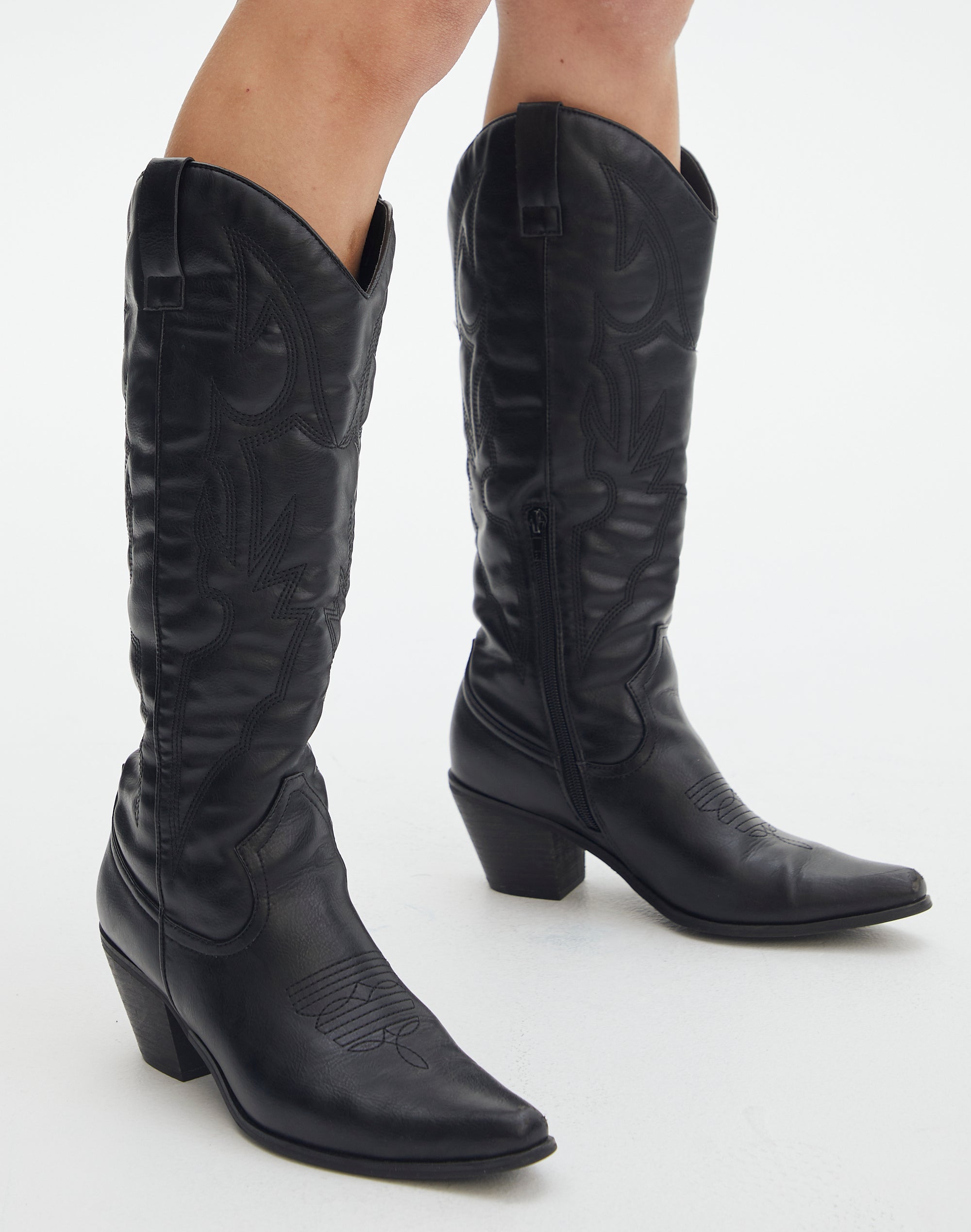 Western Faux Leather Embossed Boot in 